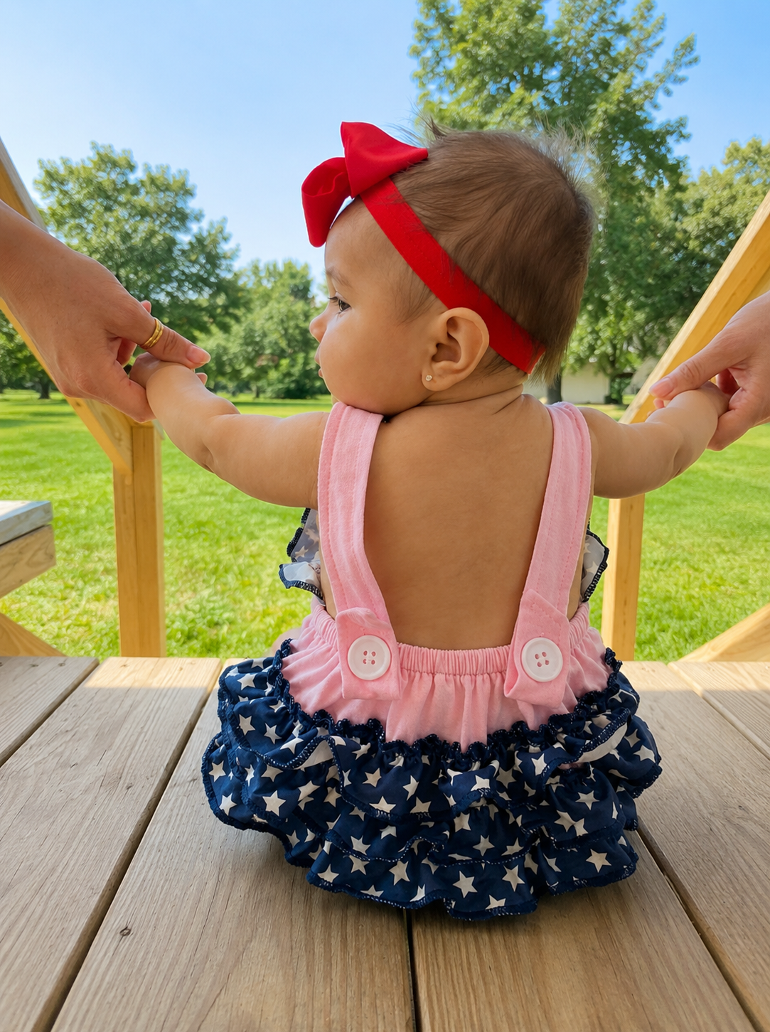 Patriotic Puppy Pink Bubble Romper