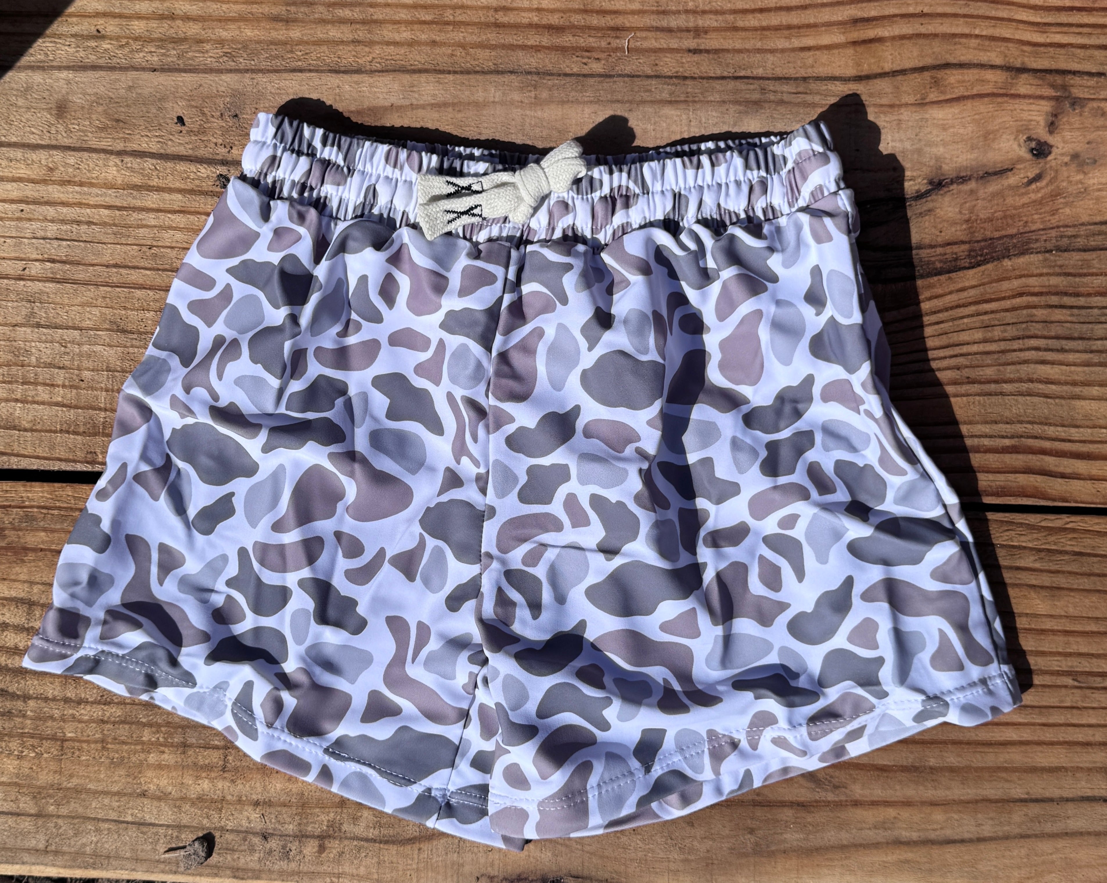 Boys Grey Camo Swim Shorts