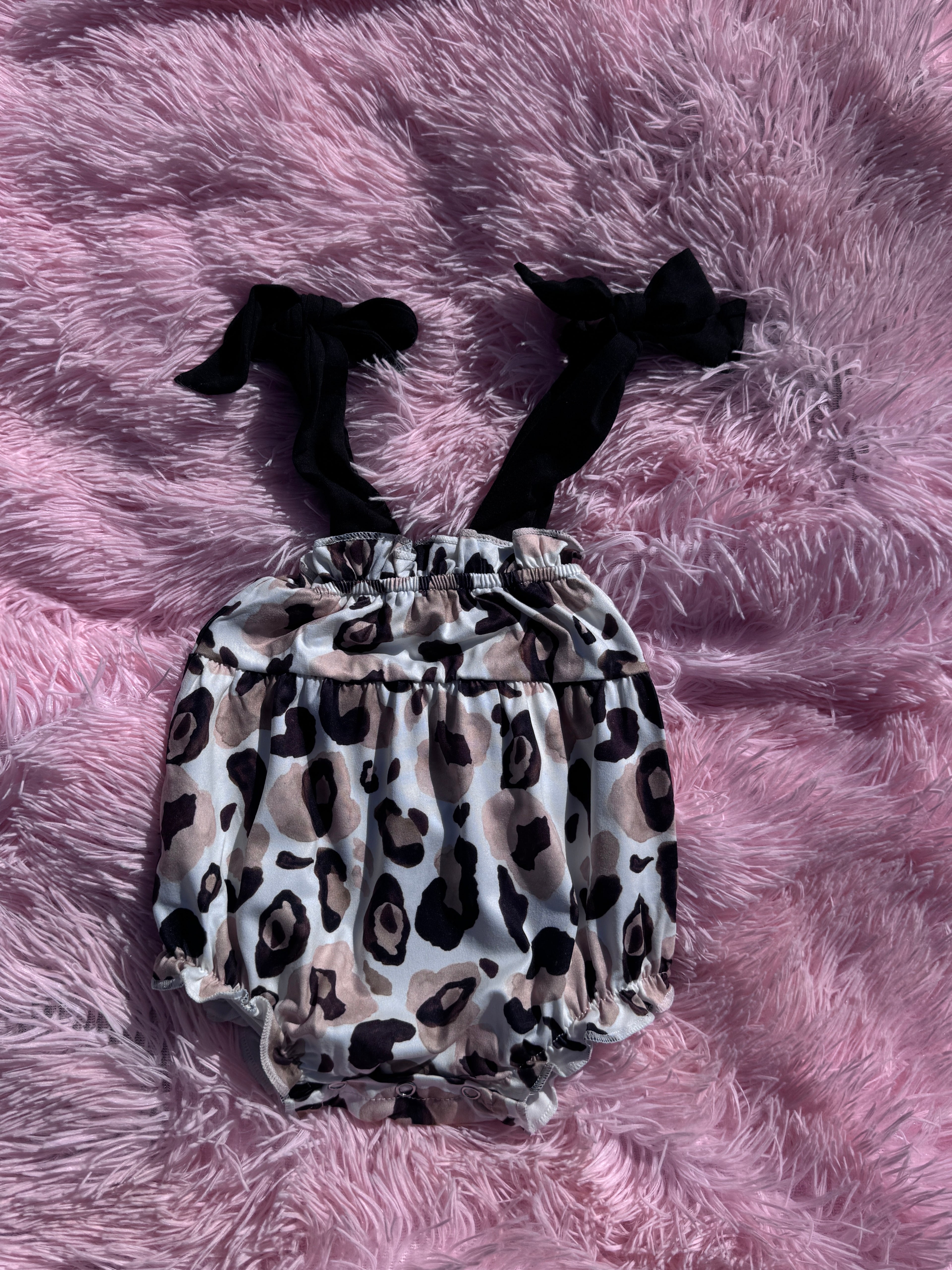 Wild Bow Leopard Bubble  Romper