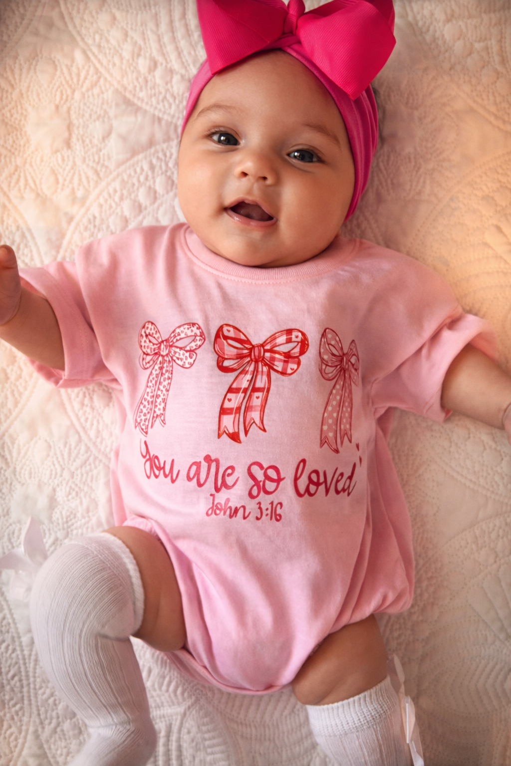 You Are So Loved Pink Bubble Romper