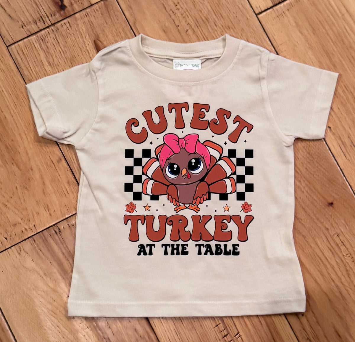 Girls Cutest Turkey at the Table Thanksgiving Graphic Tee
