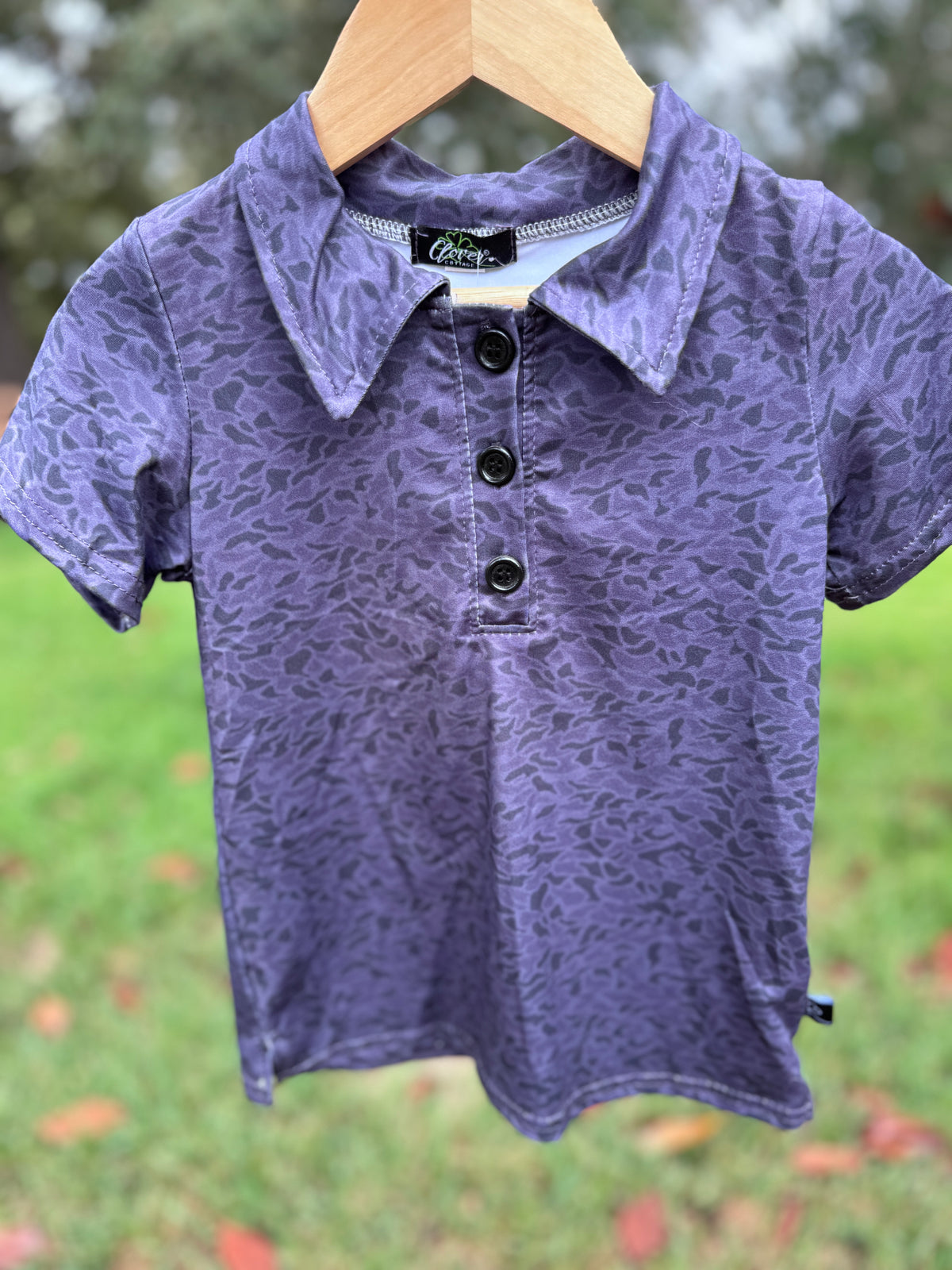 Boys Black Camo Polo