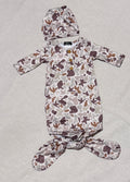 Baby Neutral Camo Knotted Gown & Hat Set