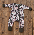 Boys Tan, Brown & Green Turkey Camo Zip-Up Sleeper