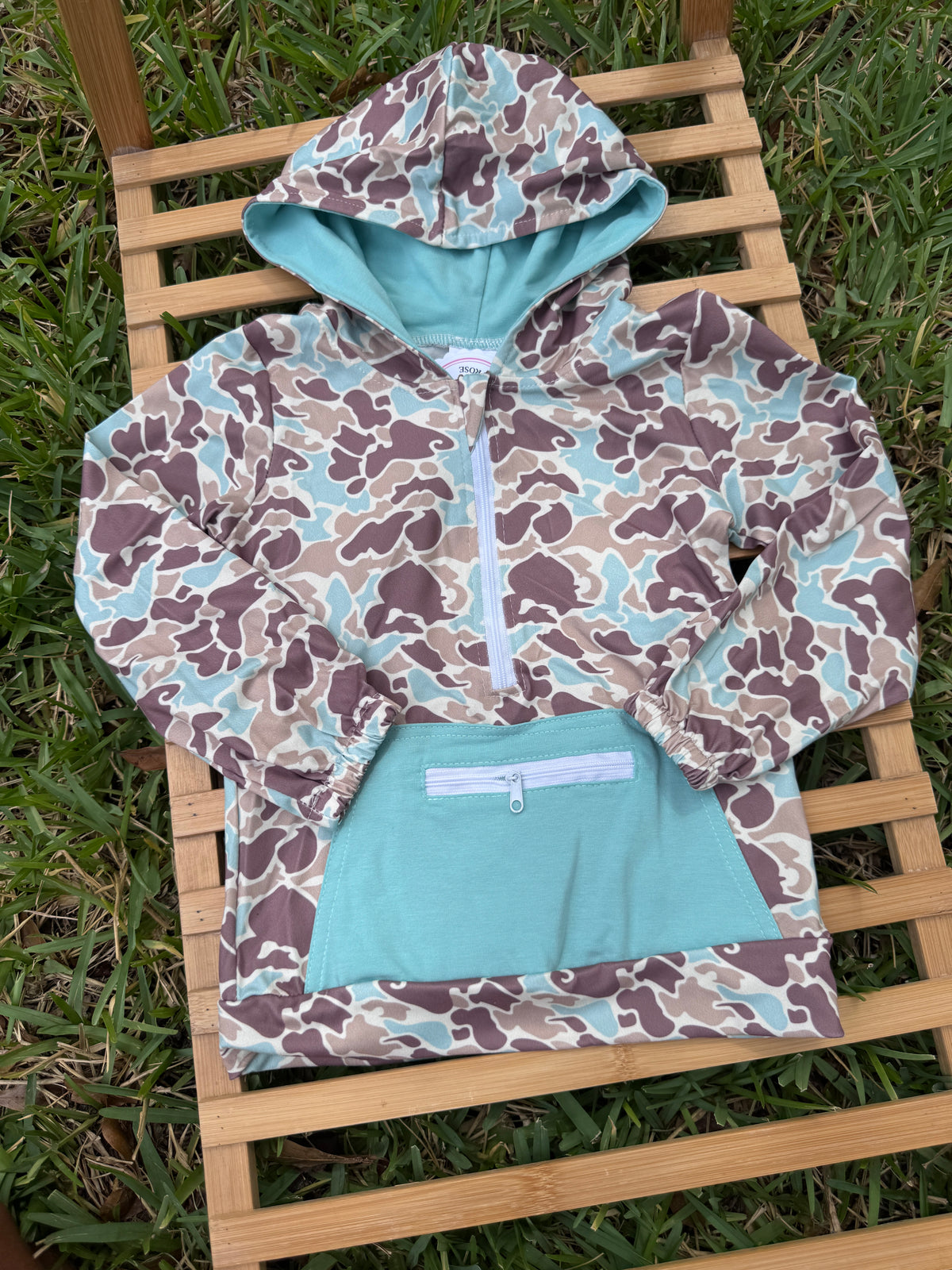 Mint Camo Hooded Pullover
