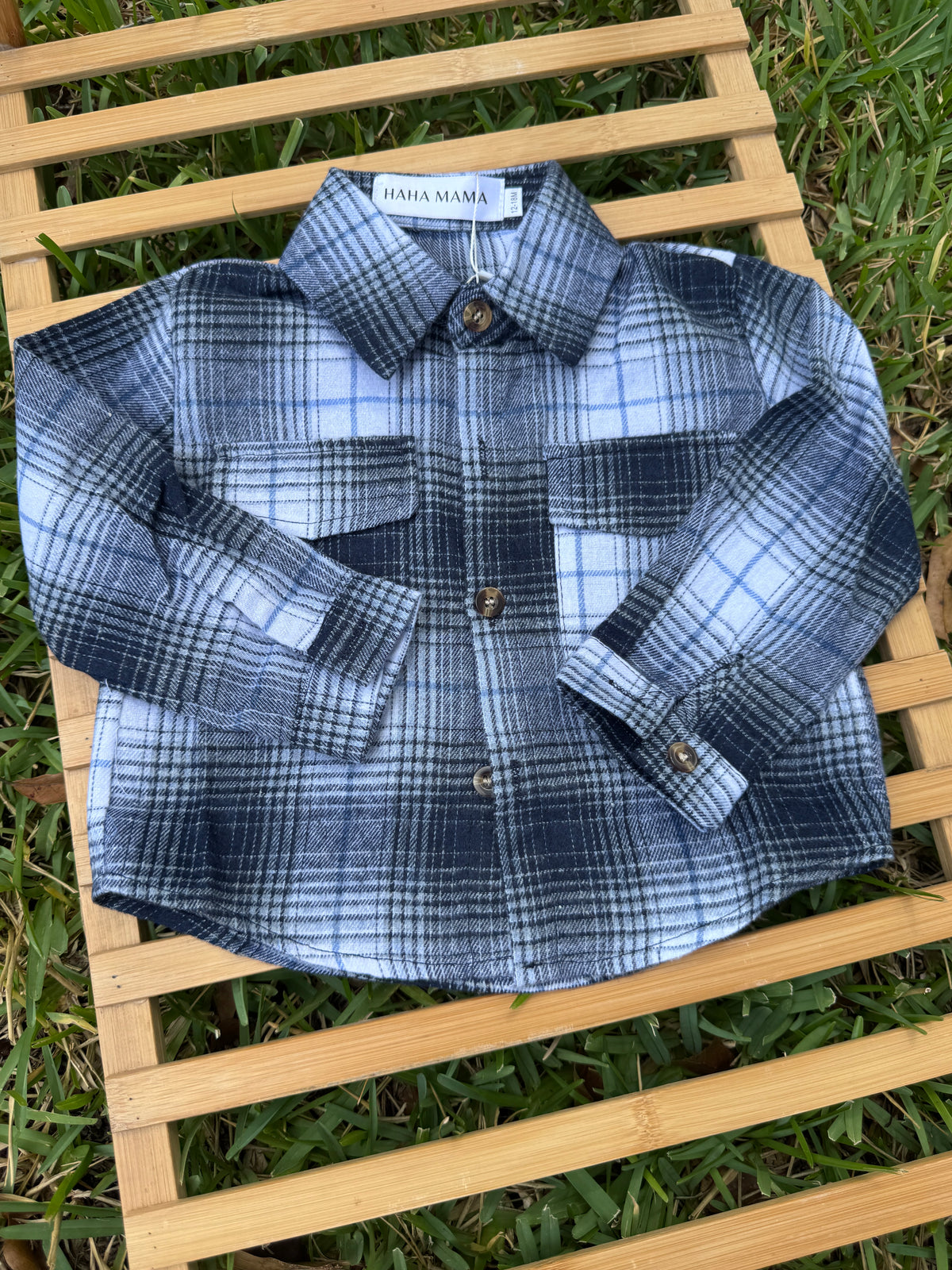 Boys Black & Gray Plaid Button-Up Shirt
