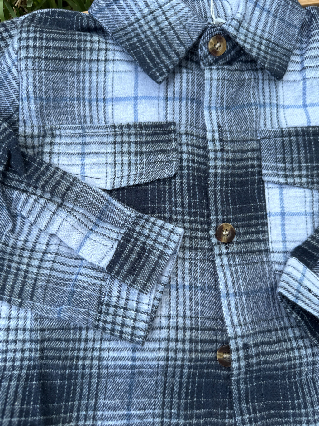 Boys Black & Gray Plaid Button-Up Shirt