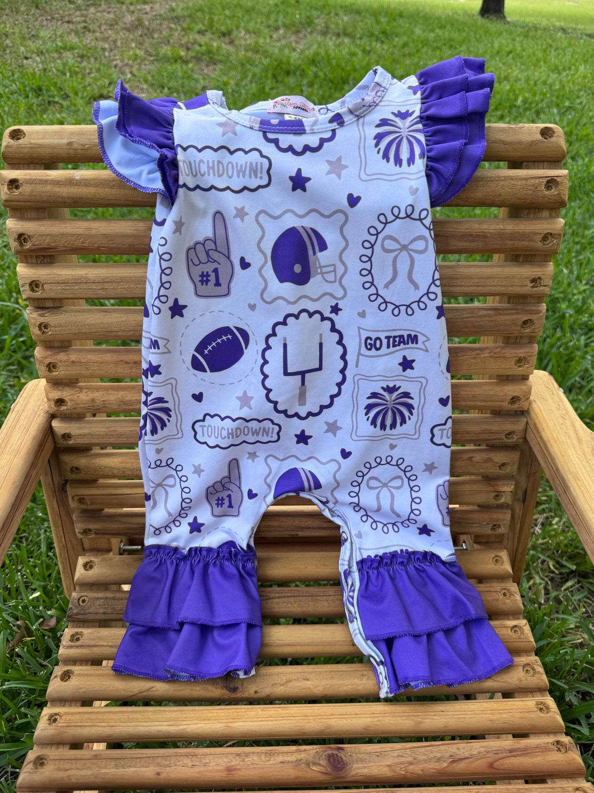 Purple Game Day Ruffle Romper