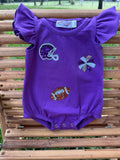 Purple Sequin Game Day Bubble Romper