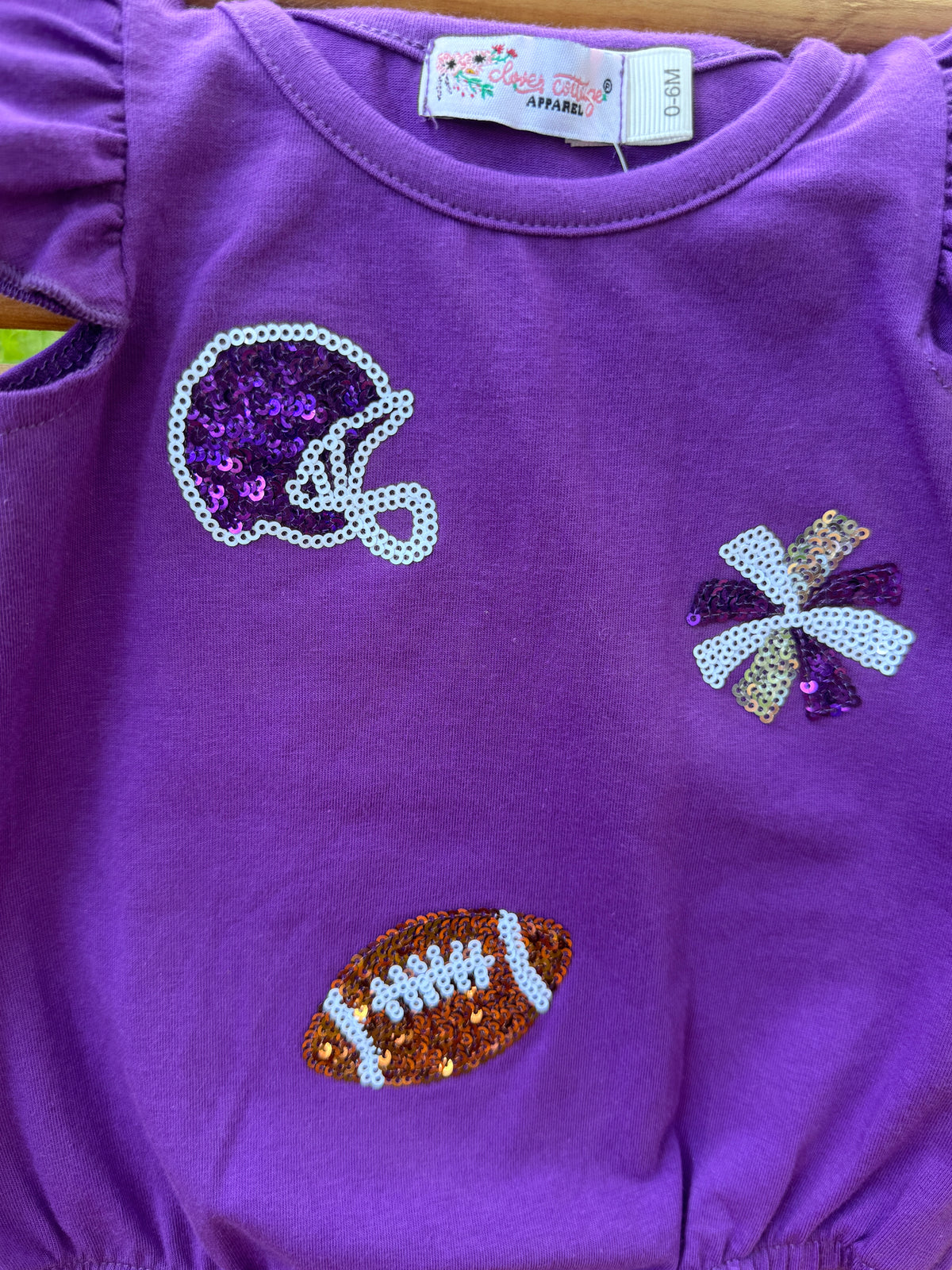Purple Sequin Game Day Bubble Romper