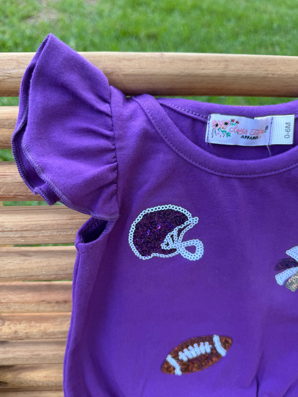 Purple Sequin Game Day Bubble Romper