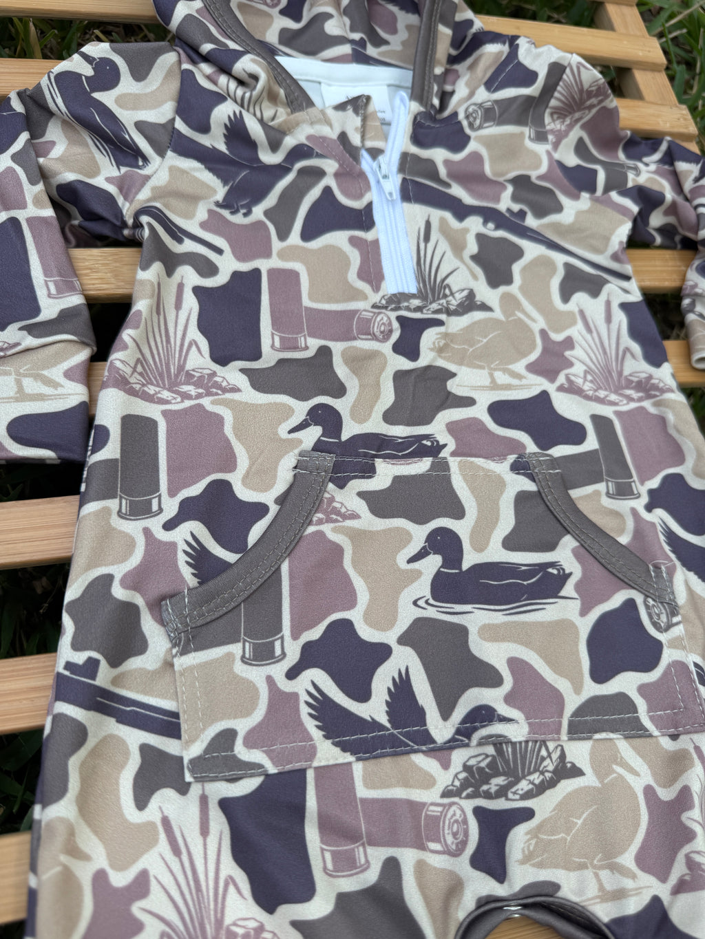 Boys Duck Hunting Camo Hooded Romper