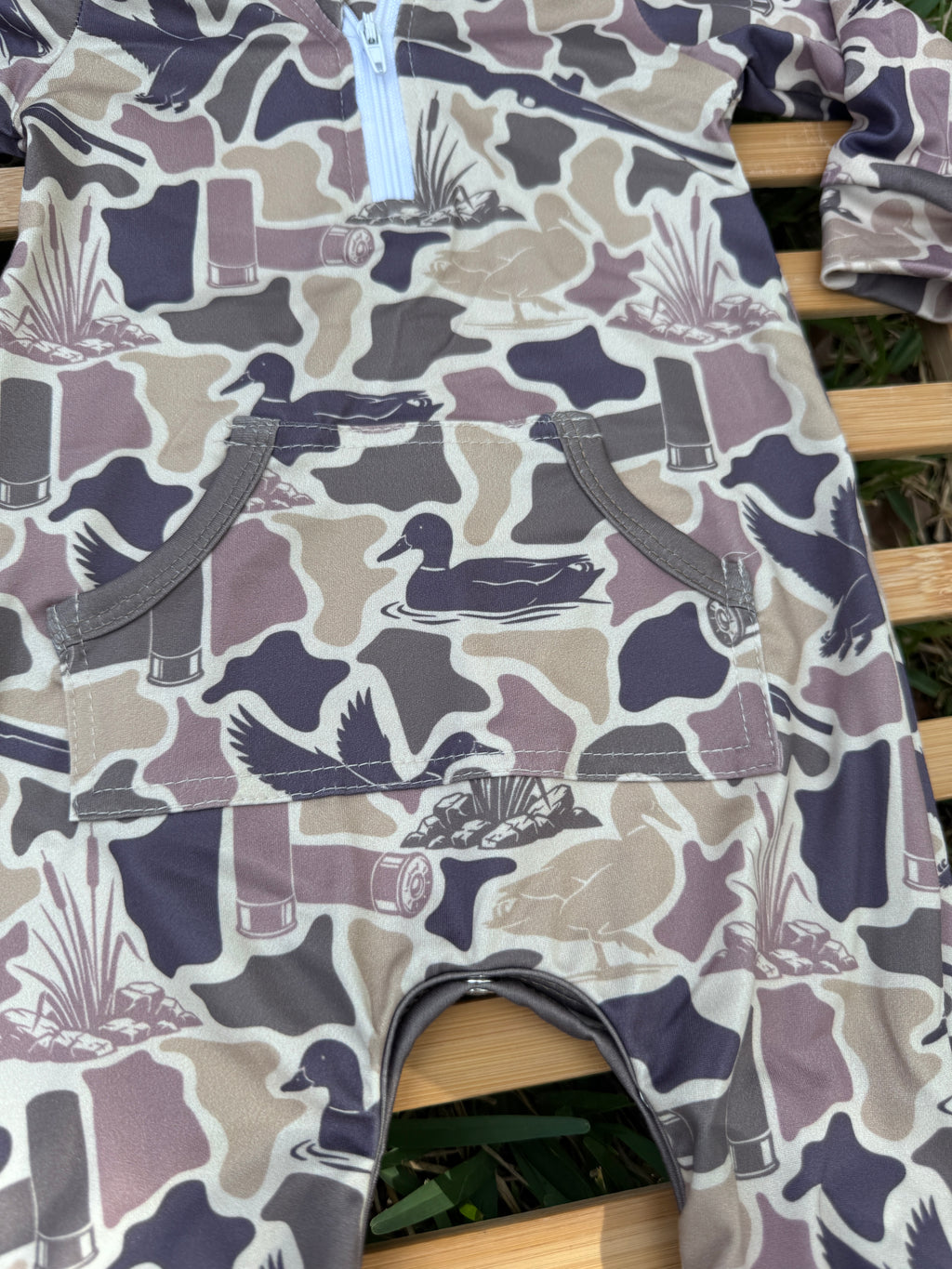 Boys Duck Hunting Camo Hooded Romper