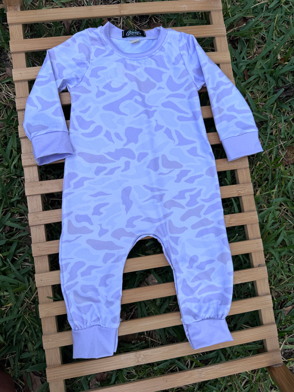 White Camo Long Sleeve Baby Romper