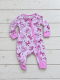 Pink Bow Zip-Up Baby Romper