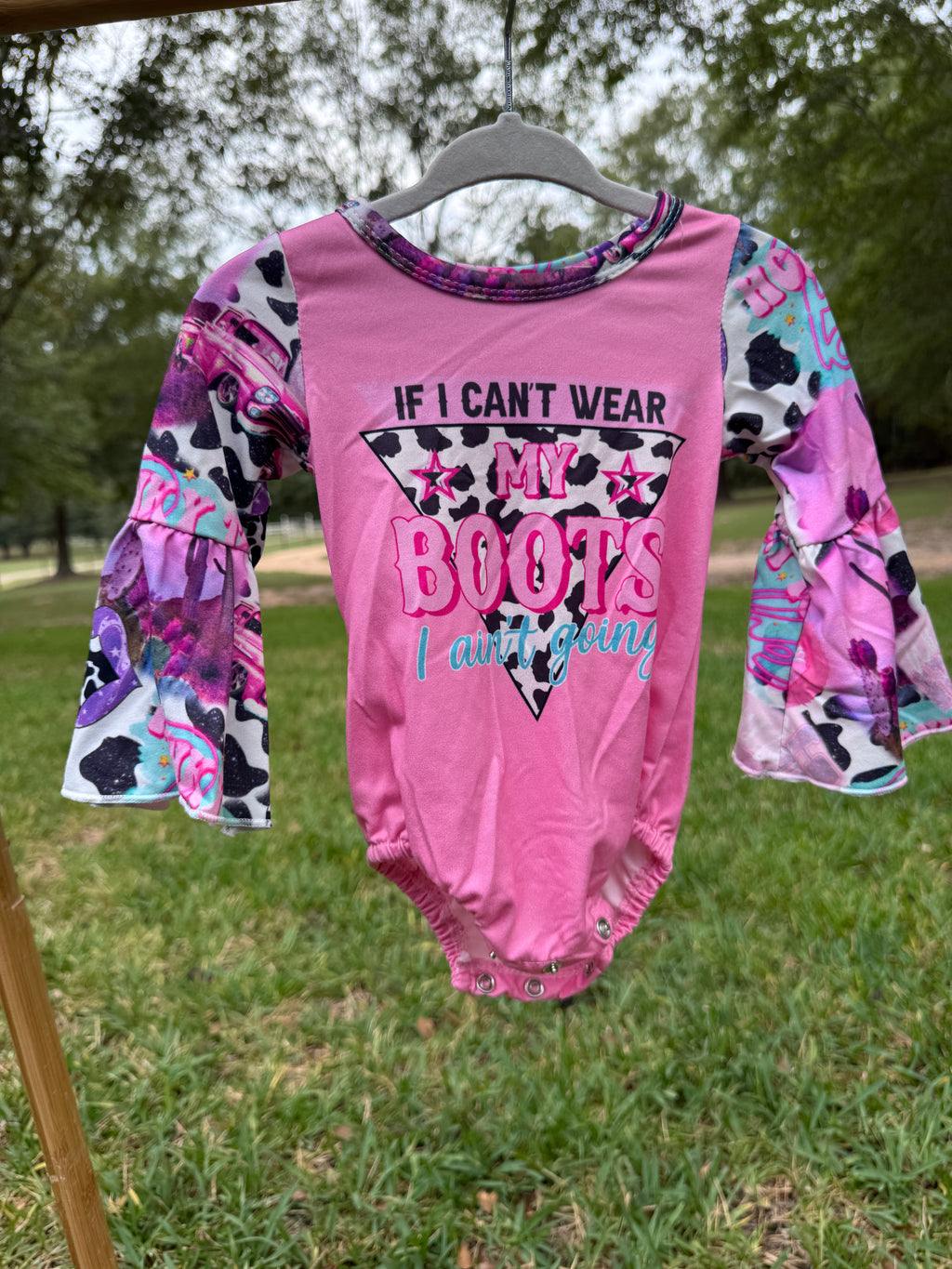 If I Can’t Wear My Boots Cowgirl Bell Sleeve Bodysuit