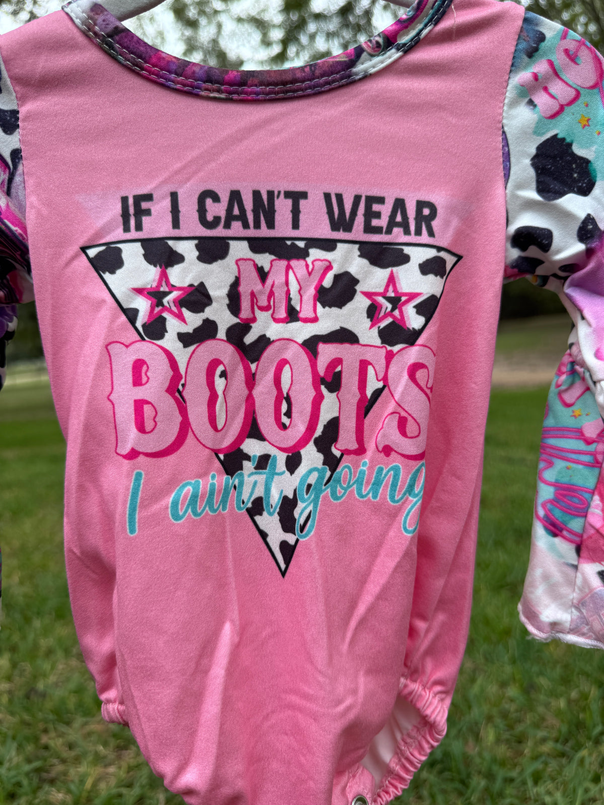 If I Can’t Wear My Boots Cowgirl Bell Sleeve Bodysuit