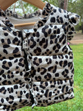 Girls Leopard Ruffle Puffer Vest