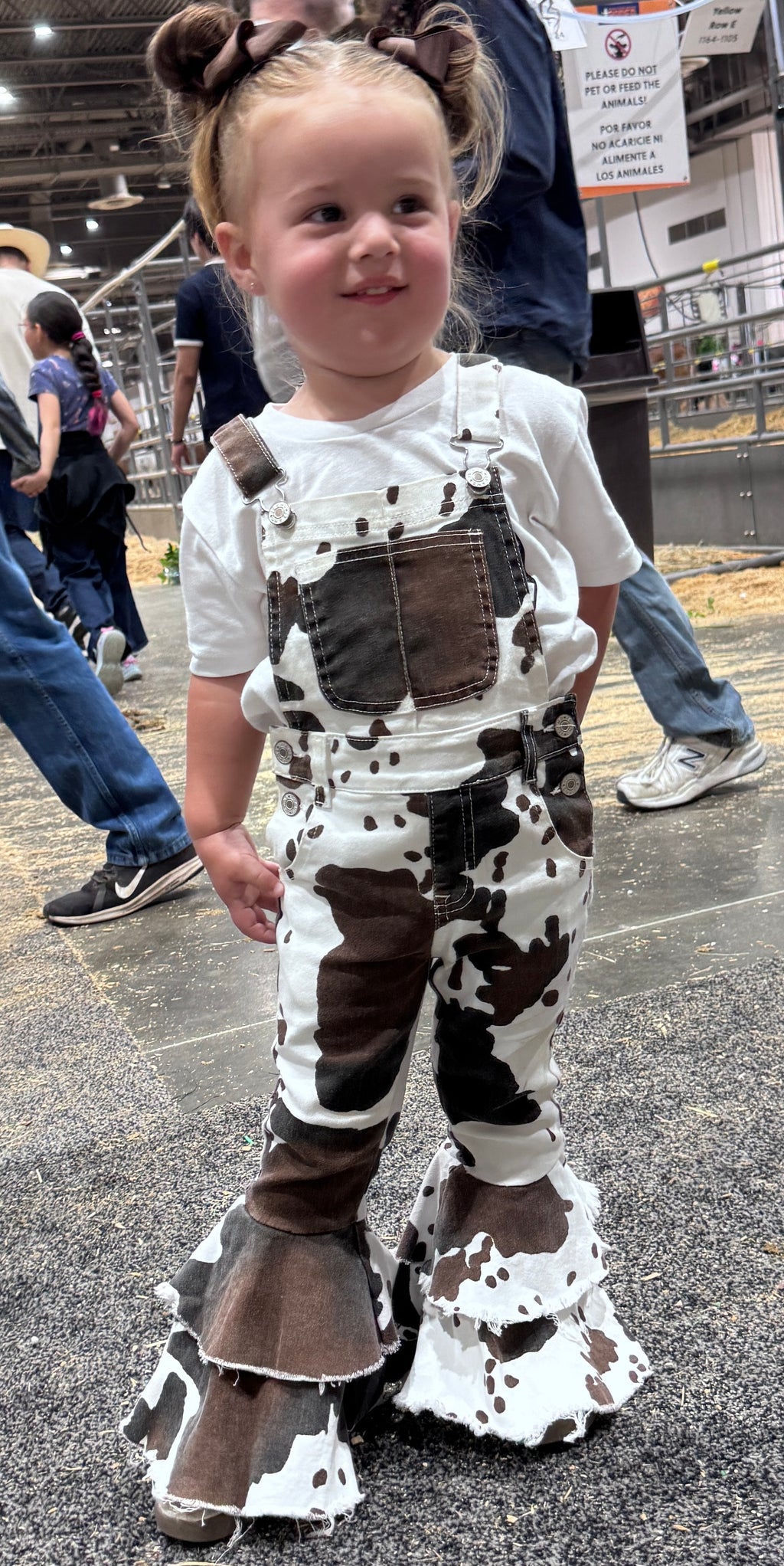 Wild West Cow Print Ruffle Bell Overalls