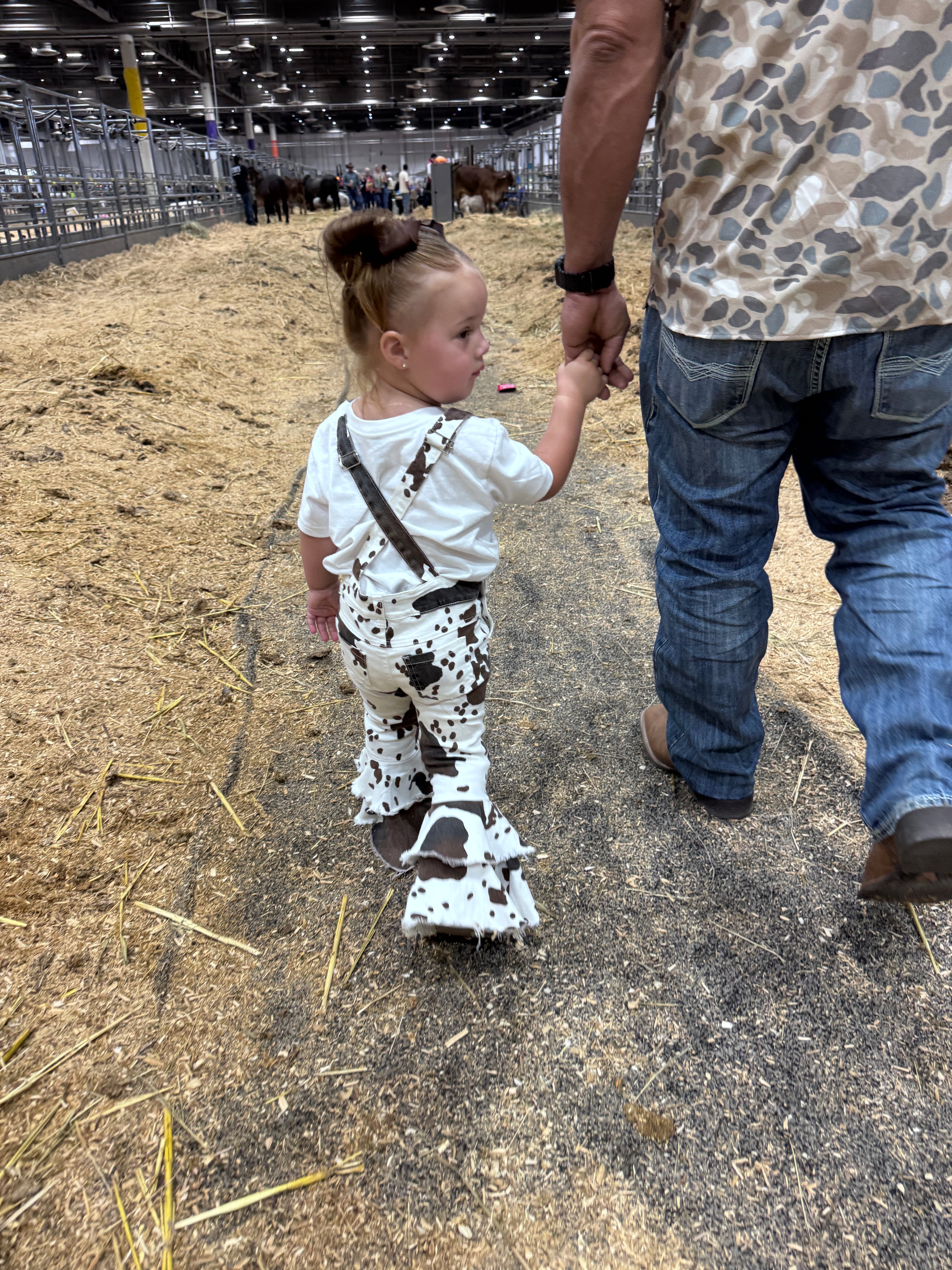 Wild West Cow Print Ruffle Bell Overalls