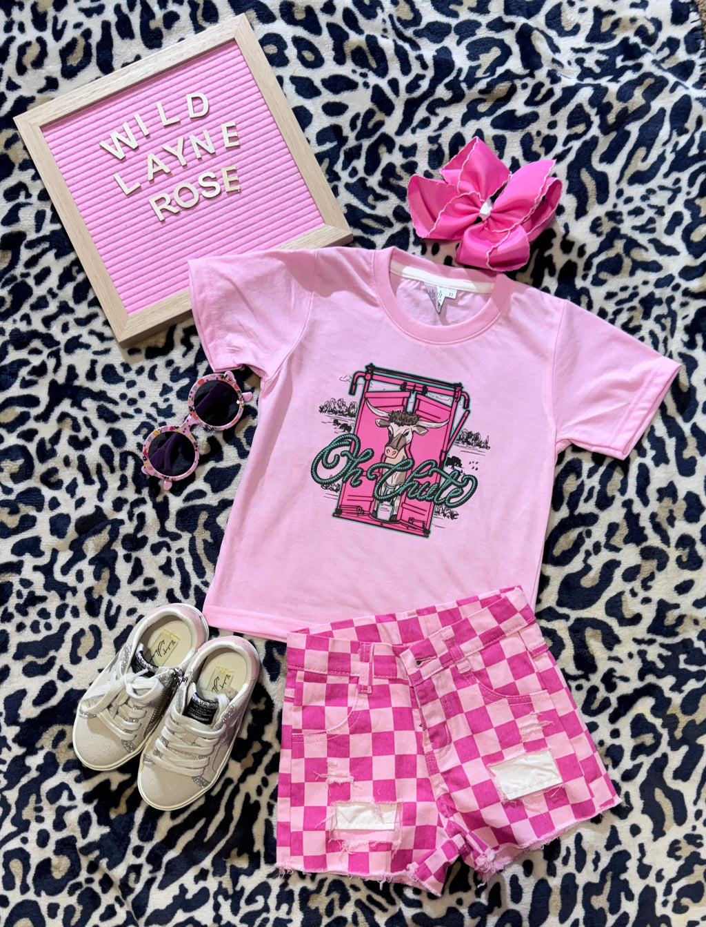 Oh Chute Cow Graphic Tee-Pink