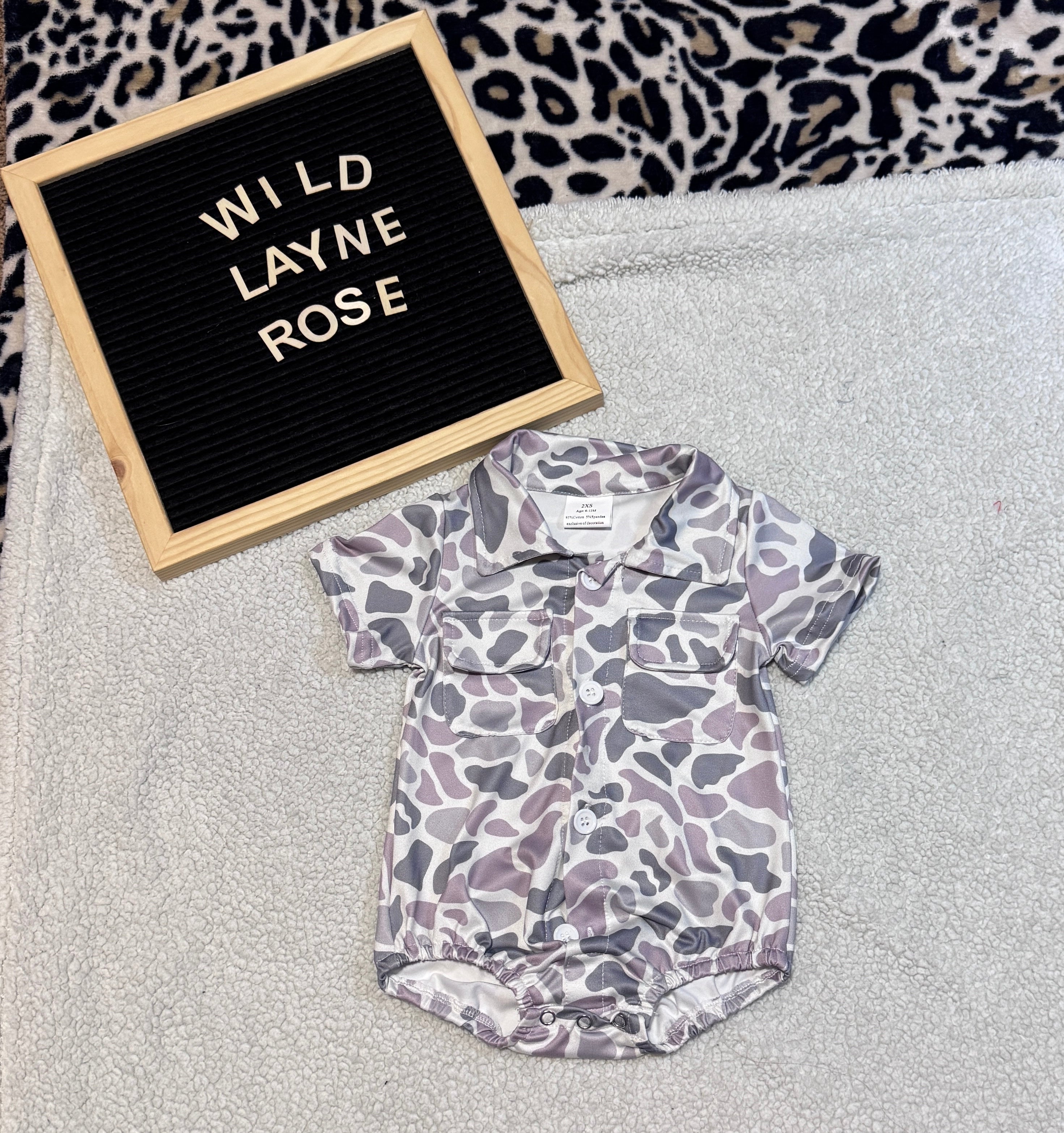 Camo Printed Baby Bubble Romper with Pocket