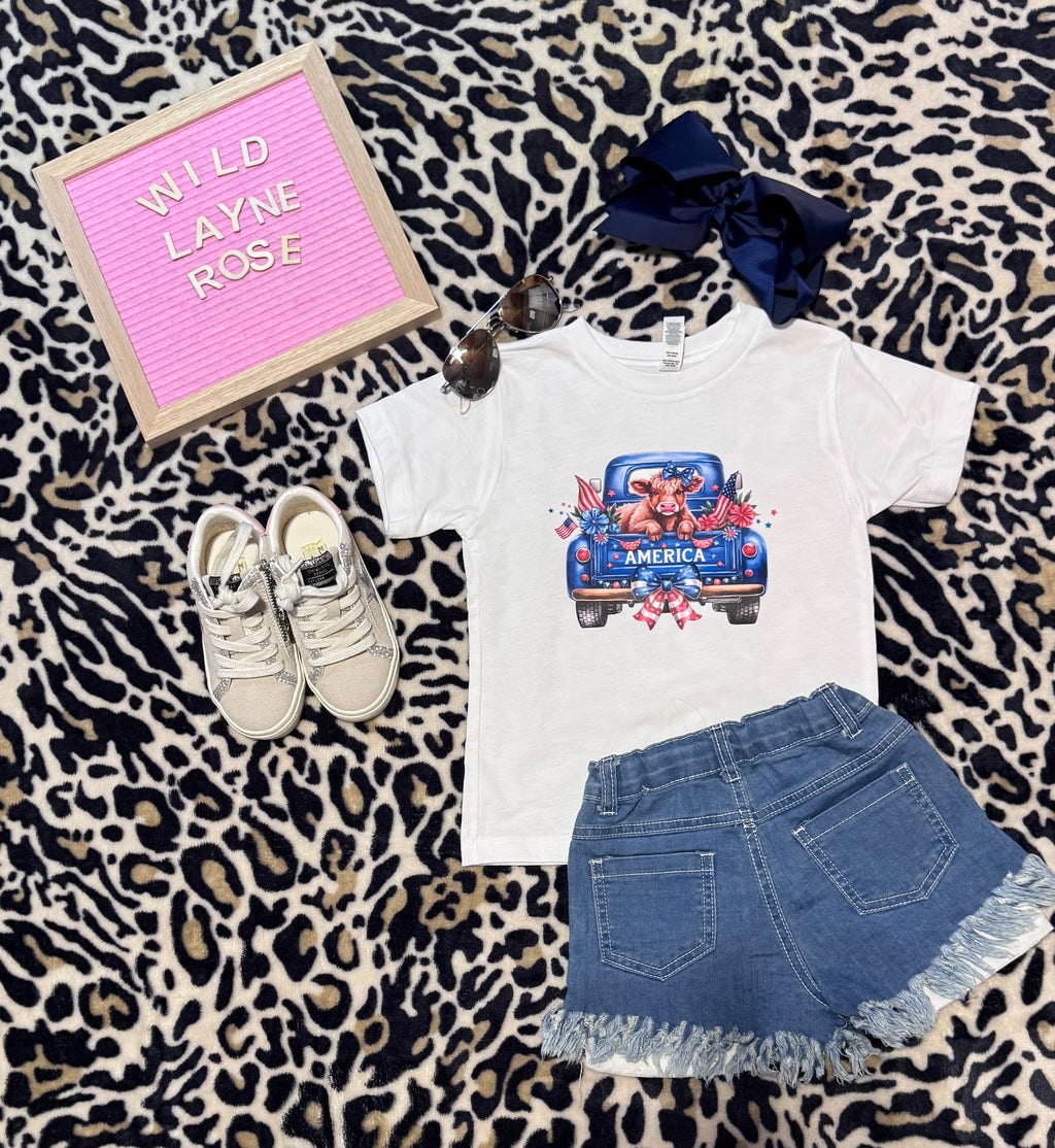 Americana Distressed Denim Shorts