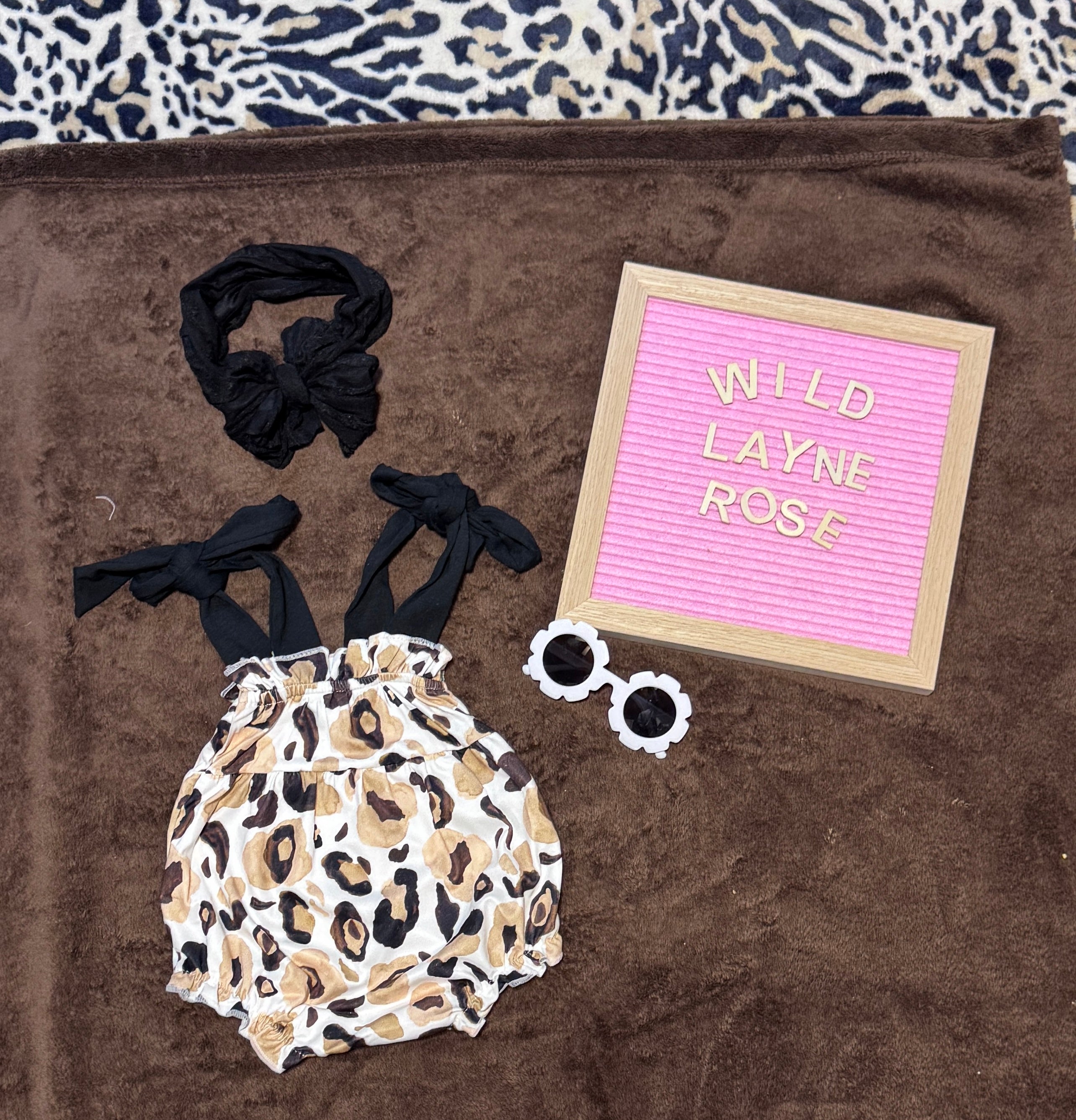 Wild Bow Leopard Bubble  Romper