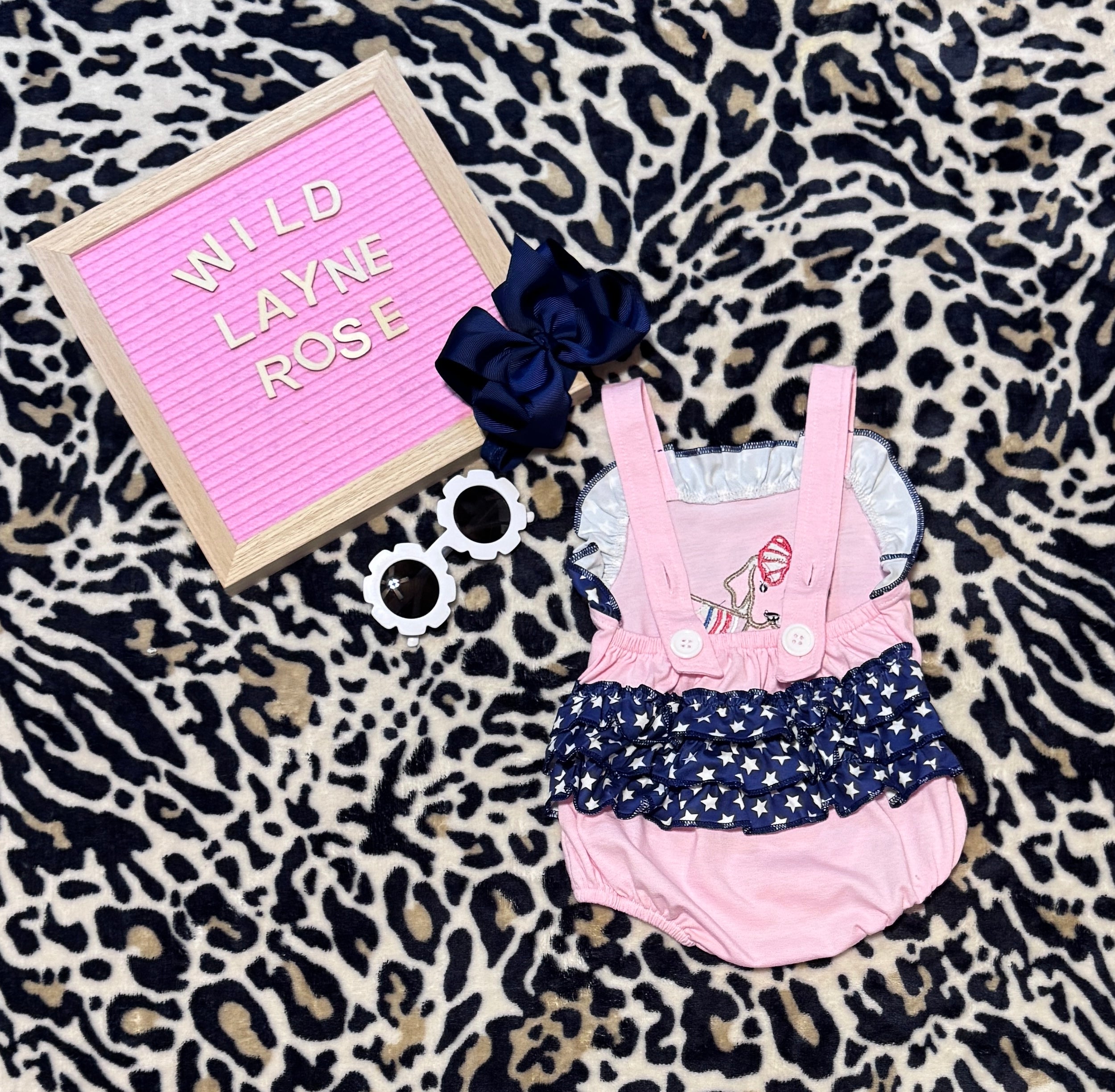 Patriotic Puppy Pink Bubble Romper