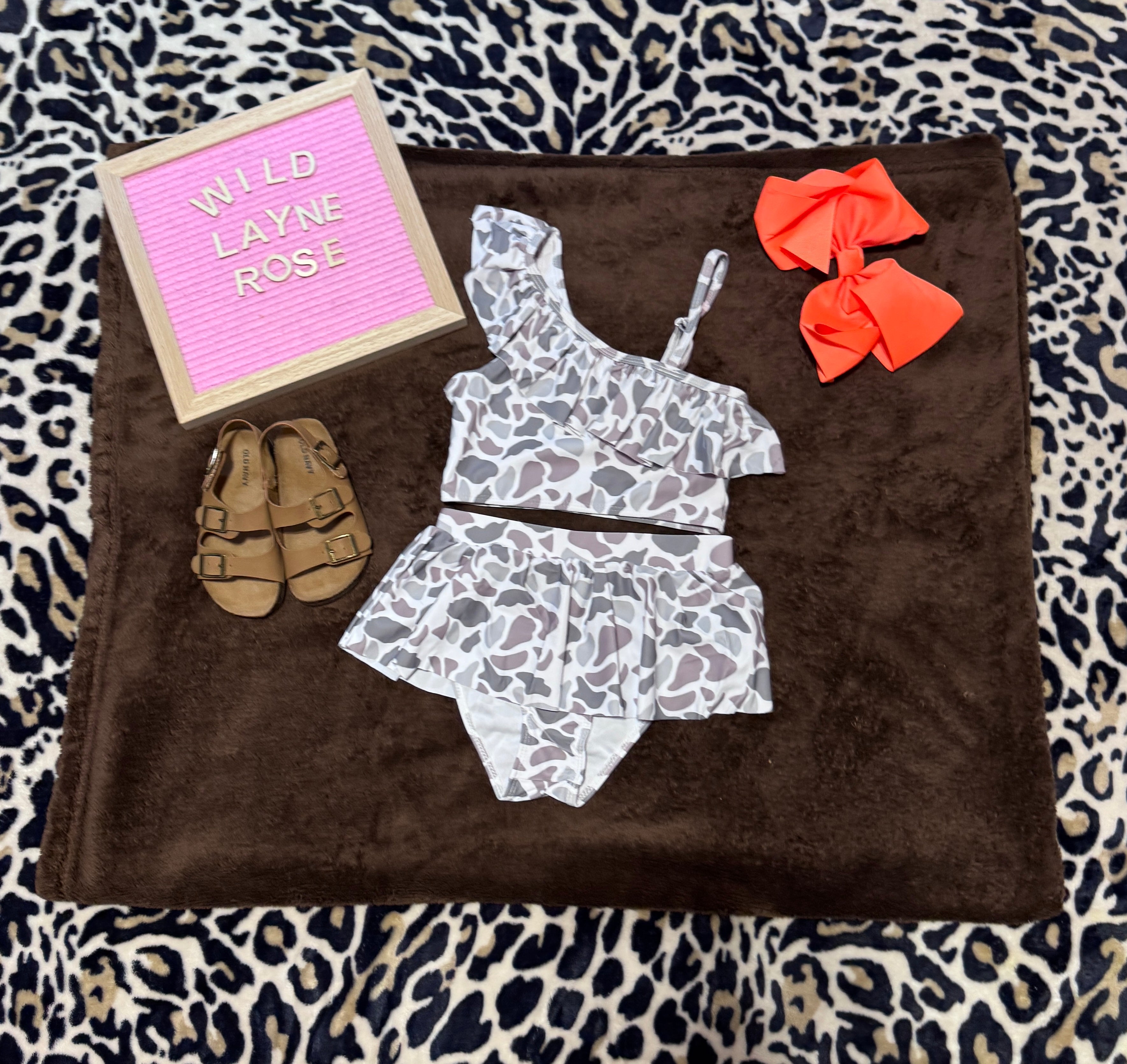 Wild & Sweet Camo Ruffle Swimsuit