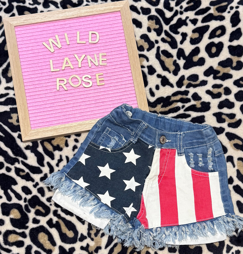 Americana Distressed Denim Shorts