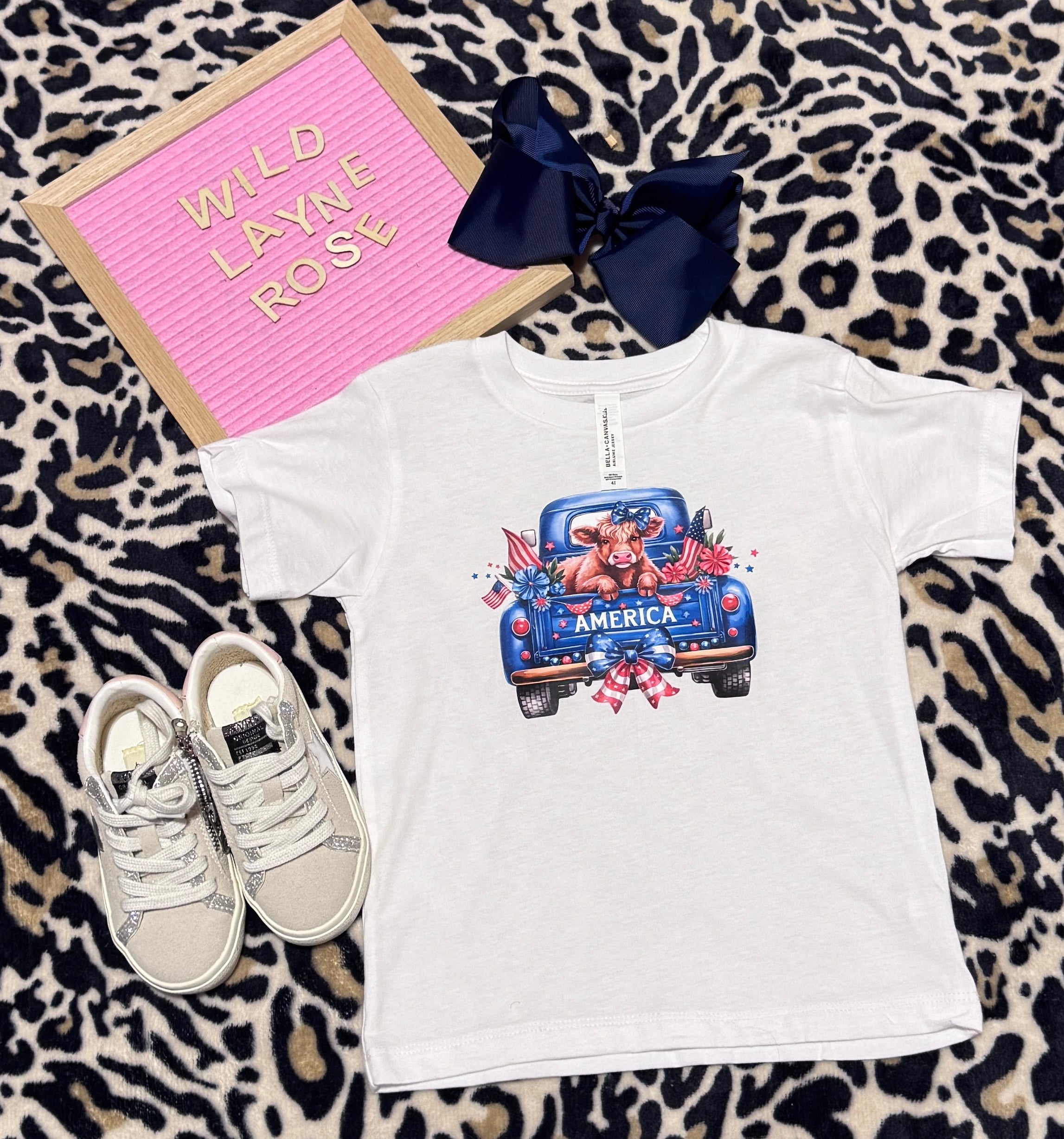 America Cow Graphic Tee—Patriotic Toddler Shirt