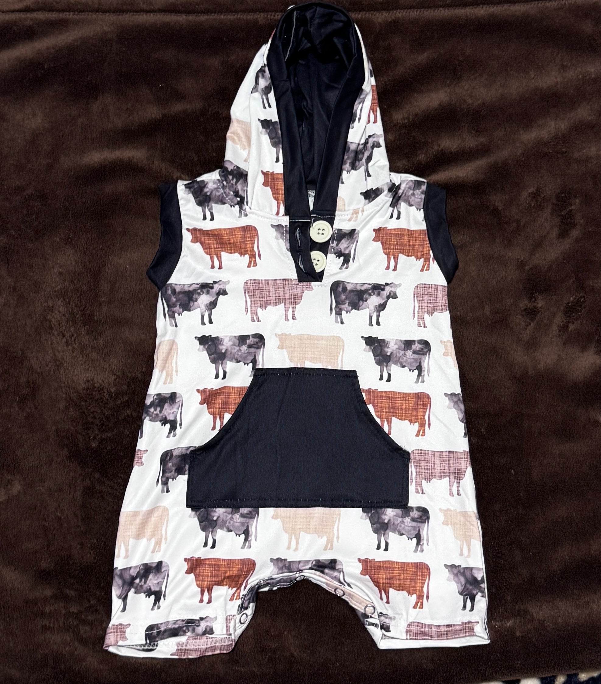 Cow Print Hooded Bubble Romper