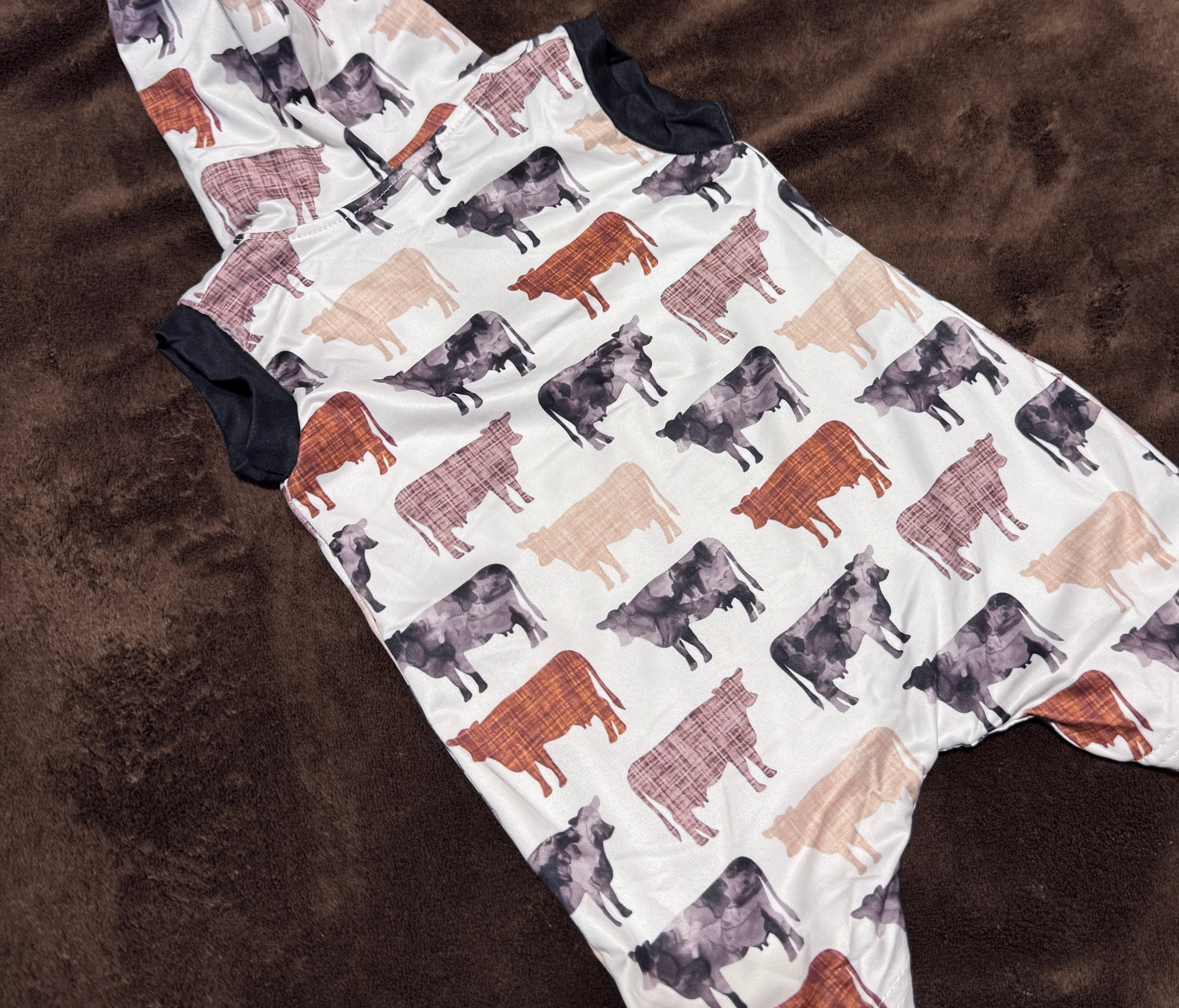 Cow Print Hooded Bubble Romper