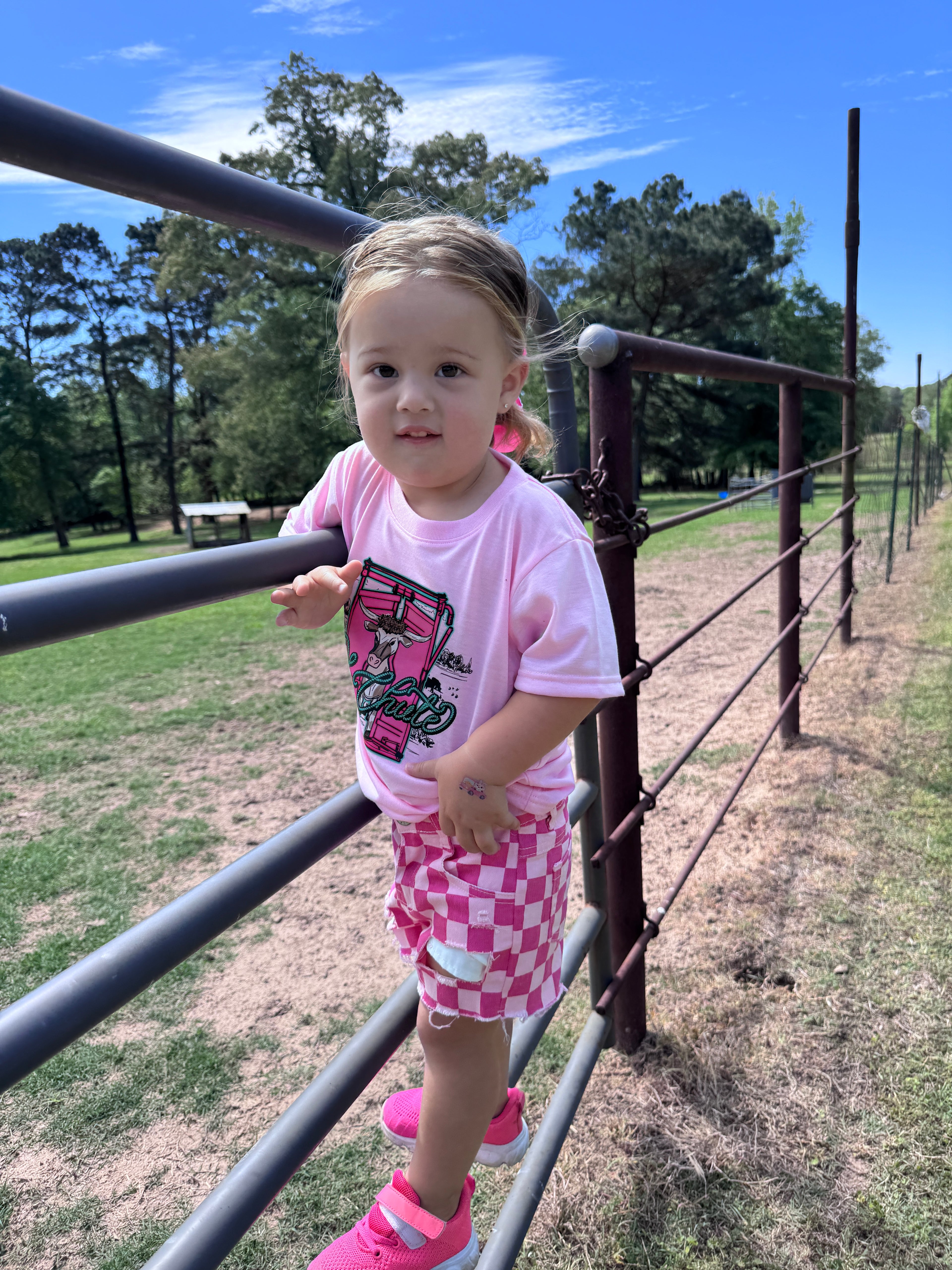 Oh Chute Cow Graphic Tee-Pink