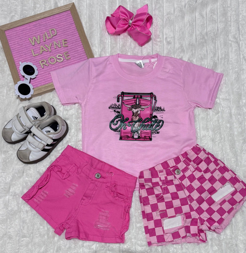 Oh Chute Cow Graphic Tee-Pink