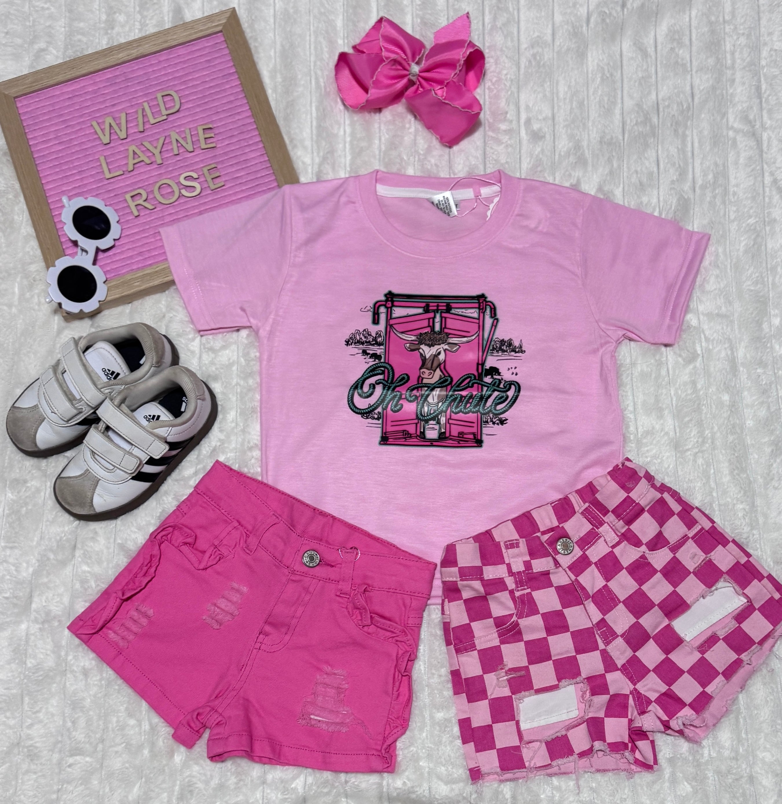 Oh Chute Cow Graphic Tee-Pink