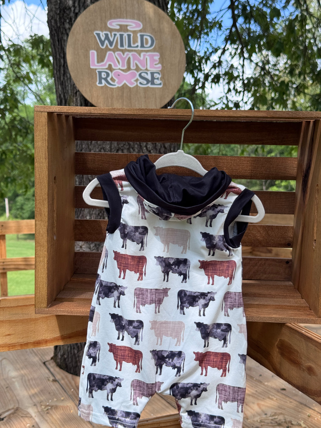 Cow Print Hooded Bubble Romper
