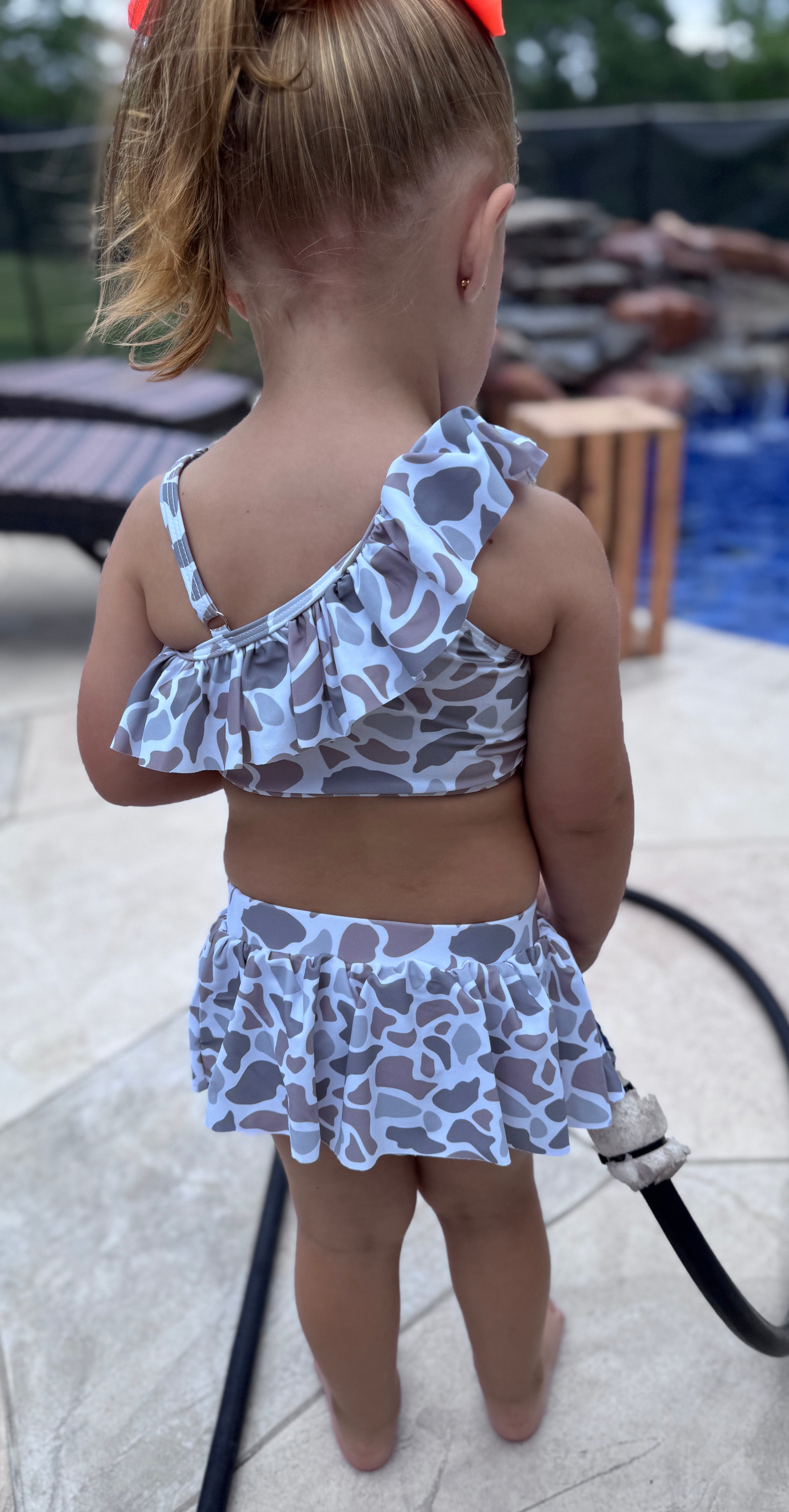 Wild & Sweet Camo Ruffle Swimsuit