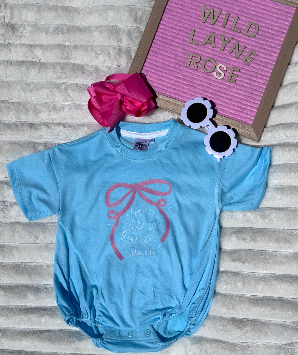 You Are So Loved Blue Bubble Romper