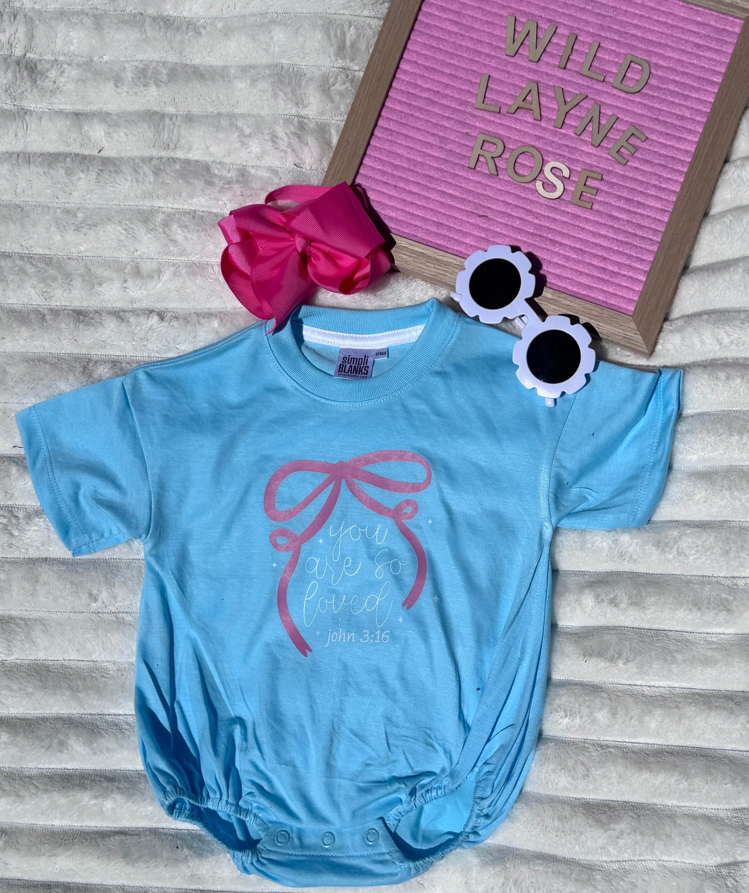 You Are So Loved Blue Bubble Romper