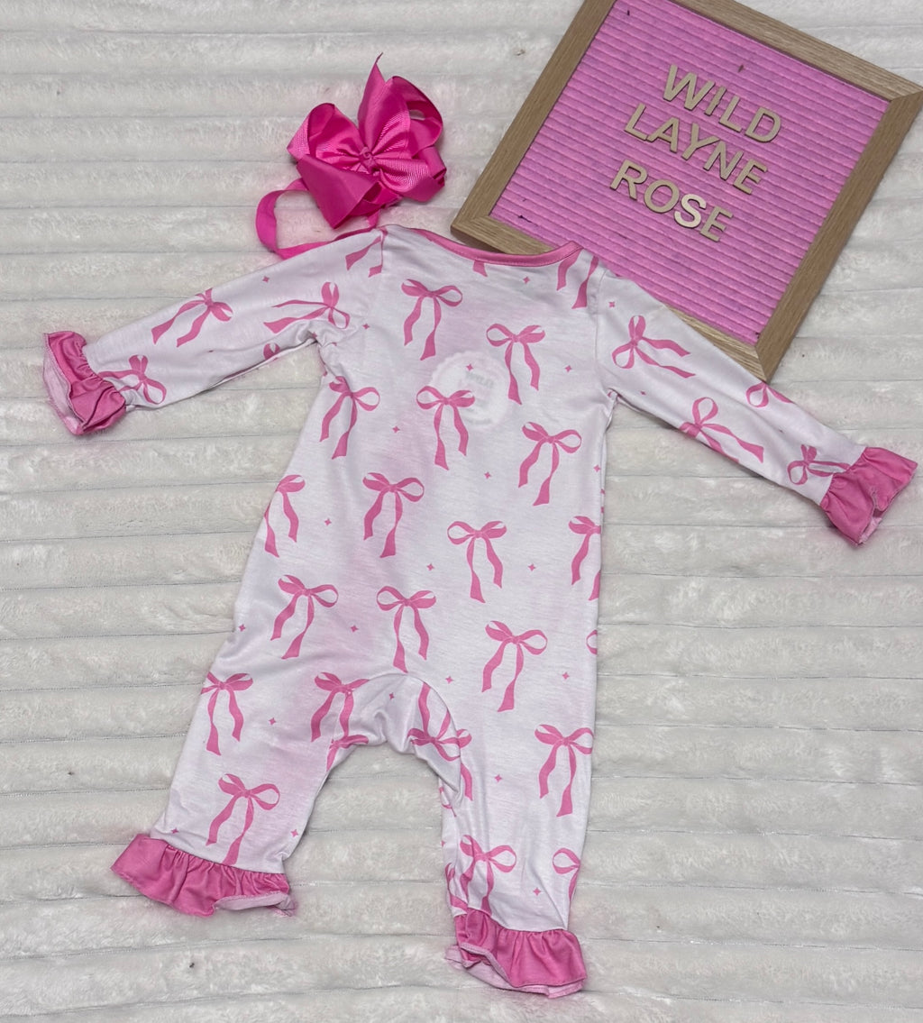 Blush Bow Ruffle Zip Romper