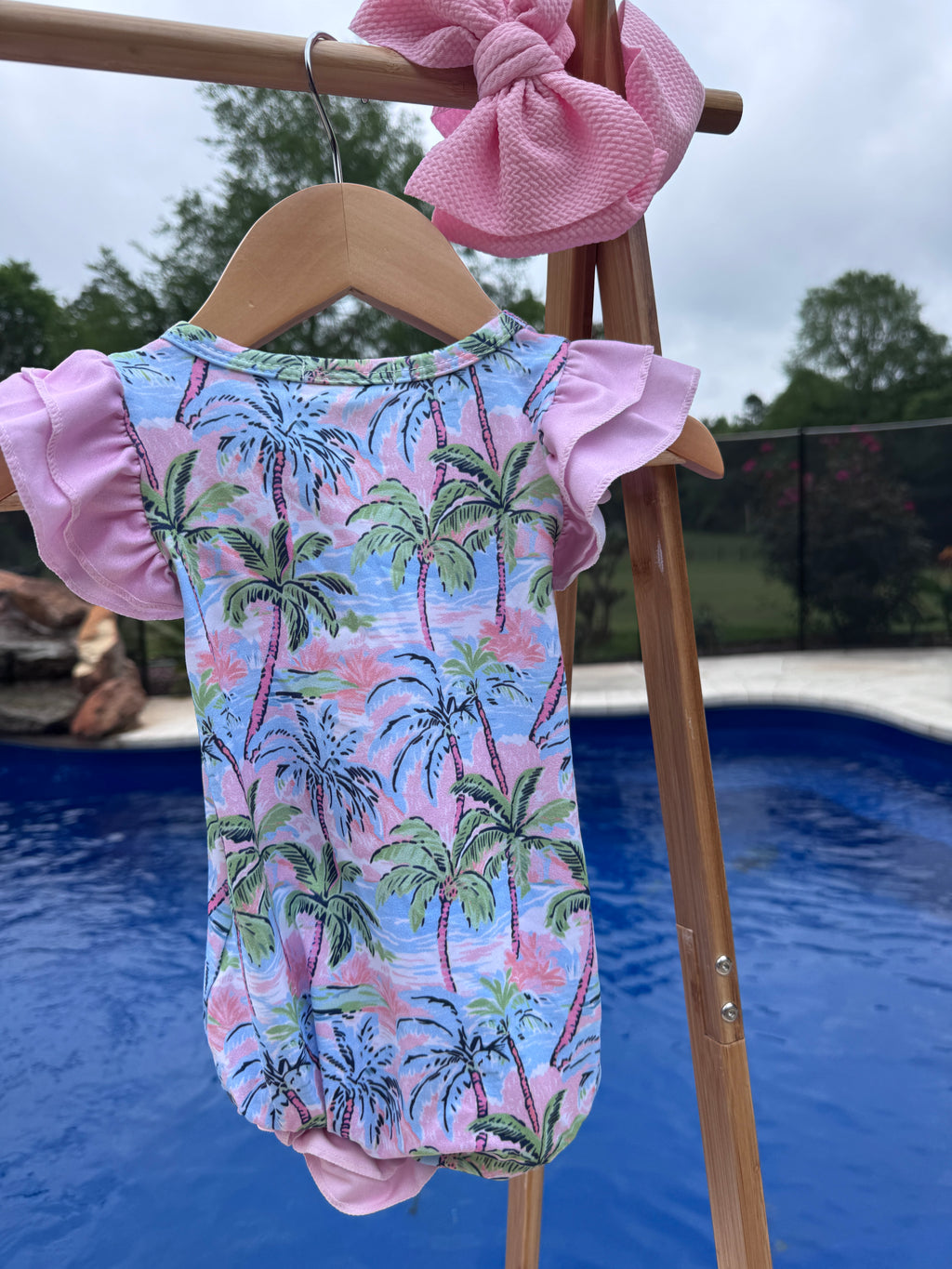 Pink Paradise Palm Romper