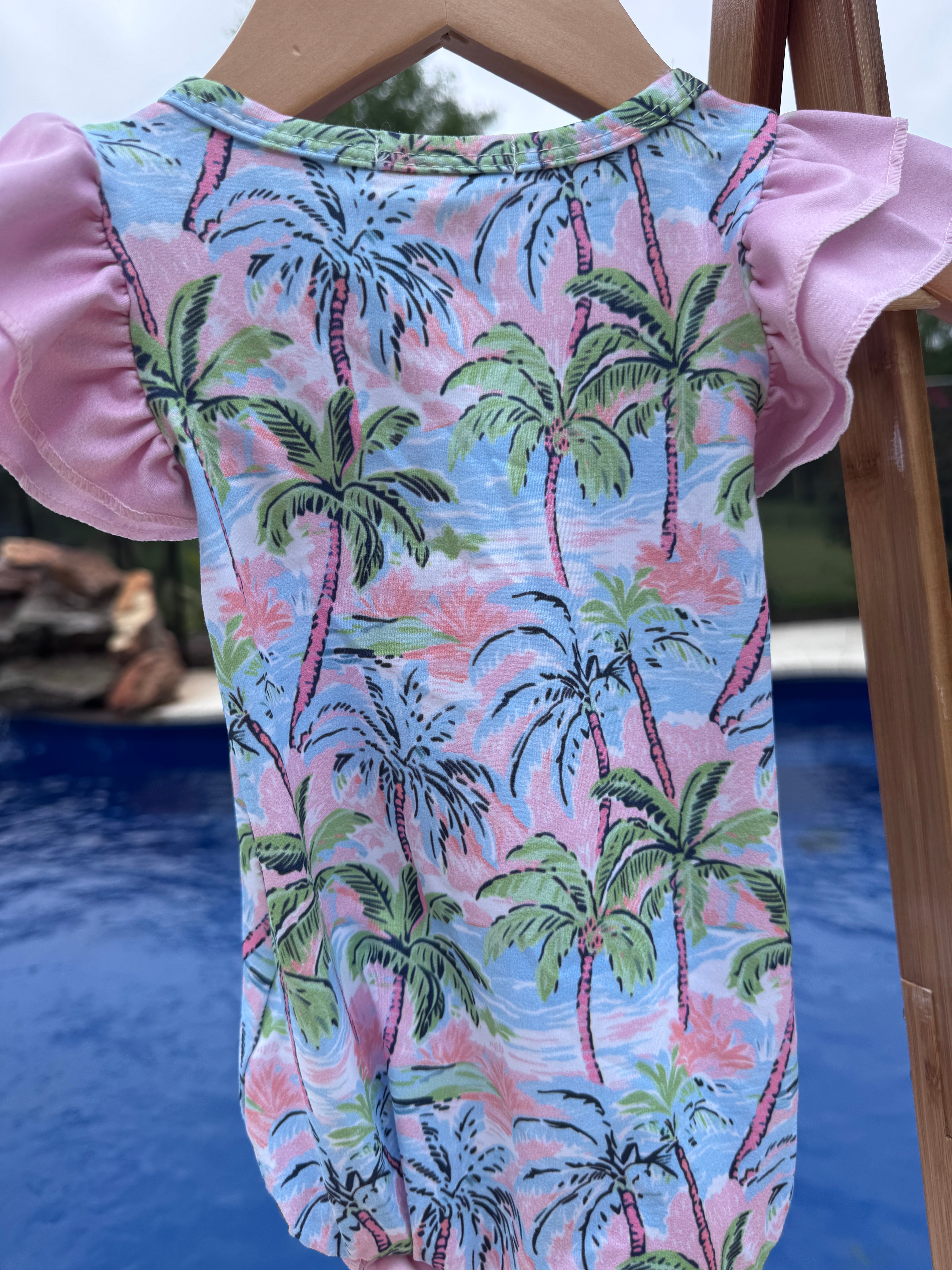 Pink Paradise Palm Romper
