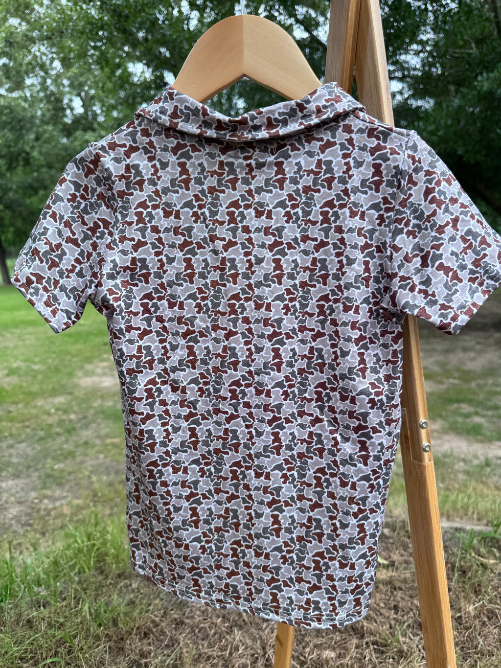 Distressed Camo Polo Tee