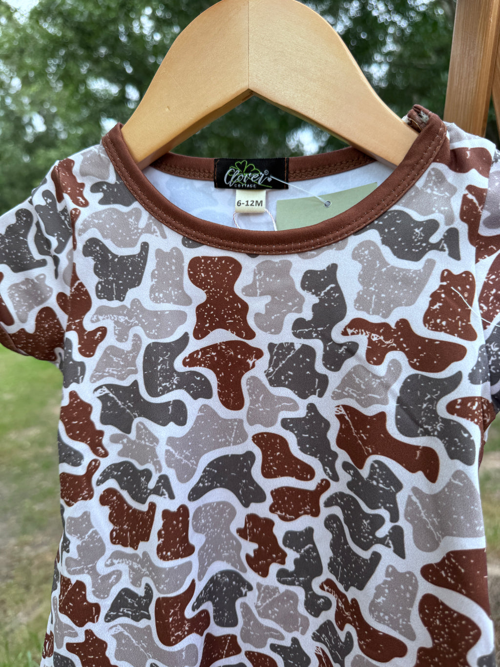 Distressed Camo Bamboo Baby Romper ✨🤎
