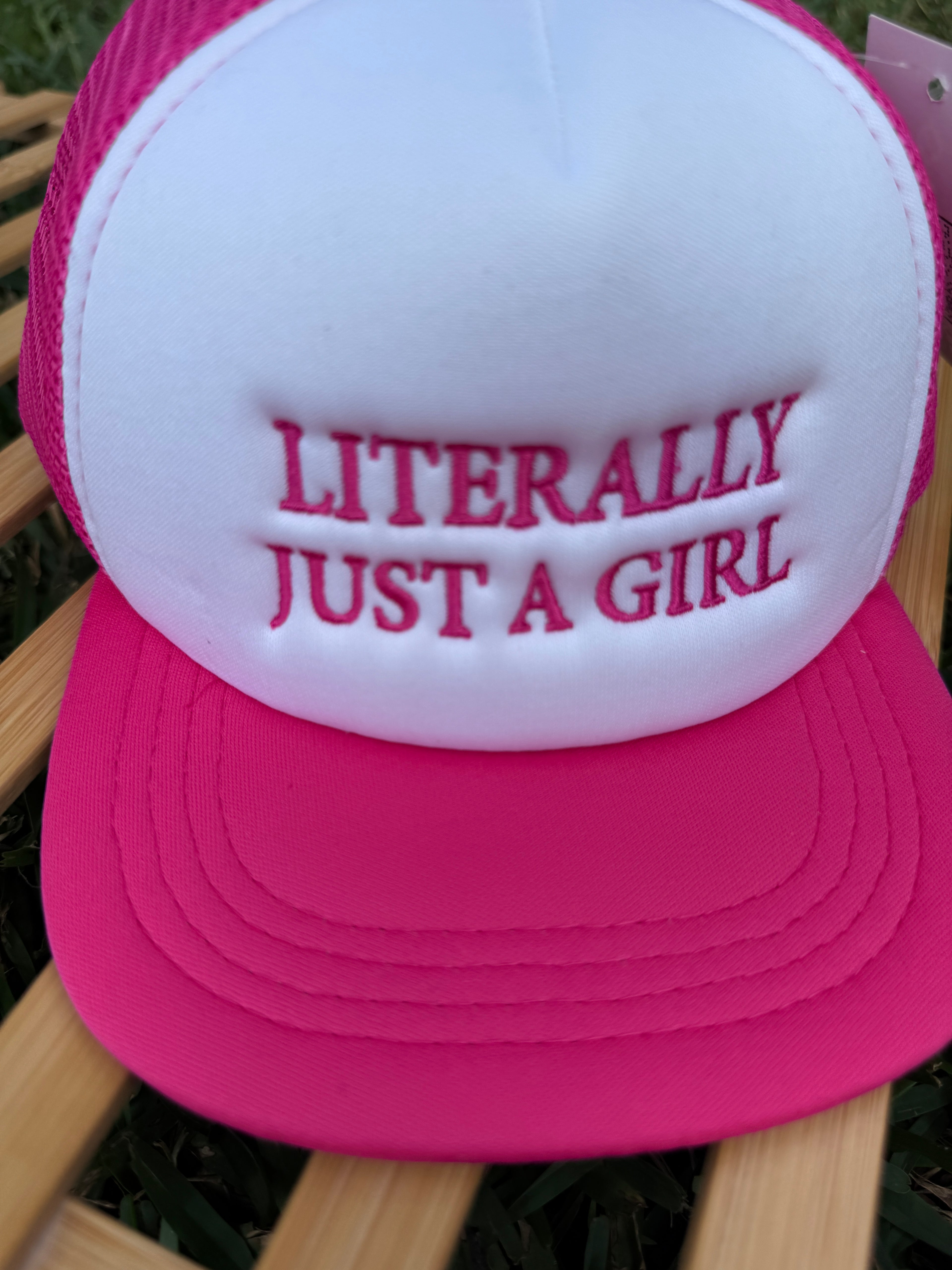 Literally Just A Girl Trucker Hat 🤍💖