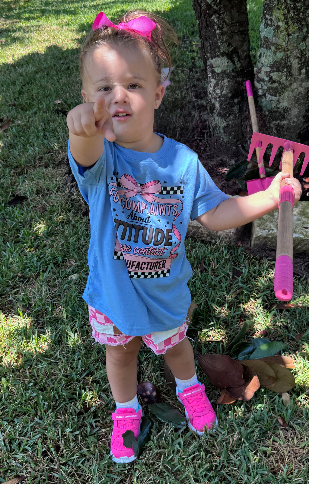 💖Pink Bow " For Complaints About My Attitude" Graphic Tee