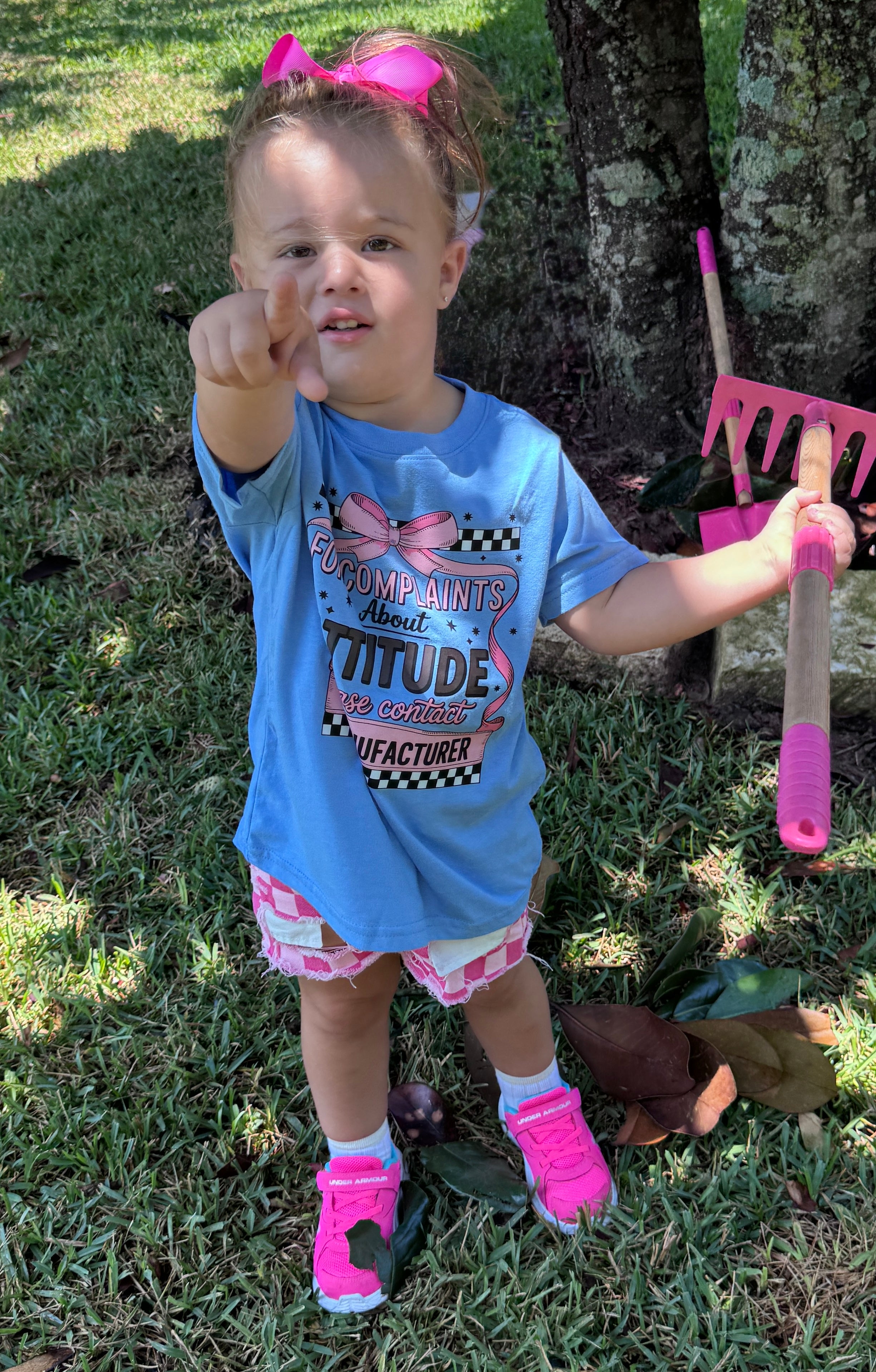 💖Pink Bow " For Complaints About My Attitude" Graphic Tee