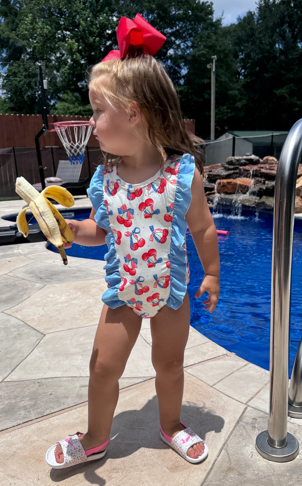 🍒 Patriotic Cherry Ruffle Swimsuit